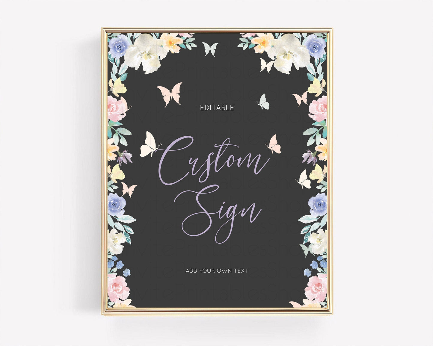 Wildflower Floral Table Sign Decor Secret Garden Sign Template Pastel Floral Garden Party Boho Flowers Birthday Baby Shower Wedding D10322