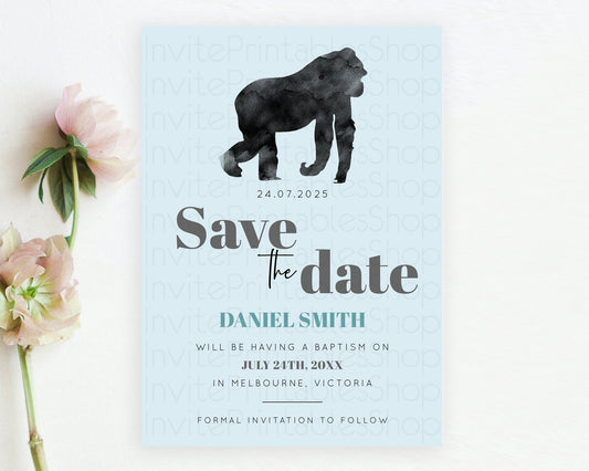 Editable Gorilla Save The Date Template Gorilla Party Save The Date Safari A