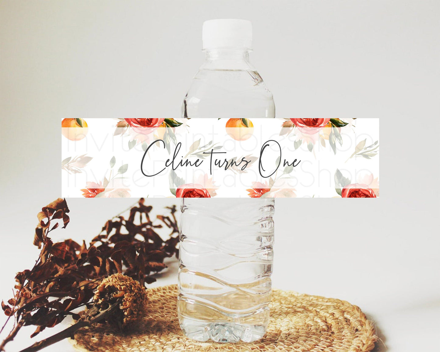Editable Citrus Water Label Template Lemon Orange Party Decor Citrus Floral