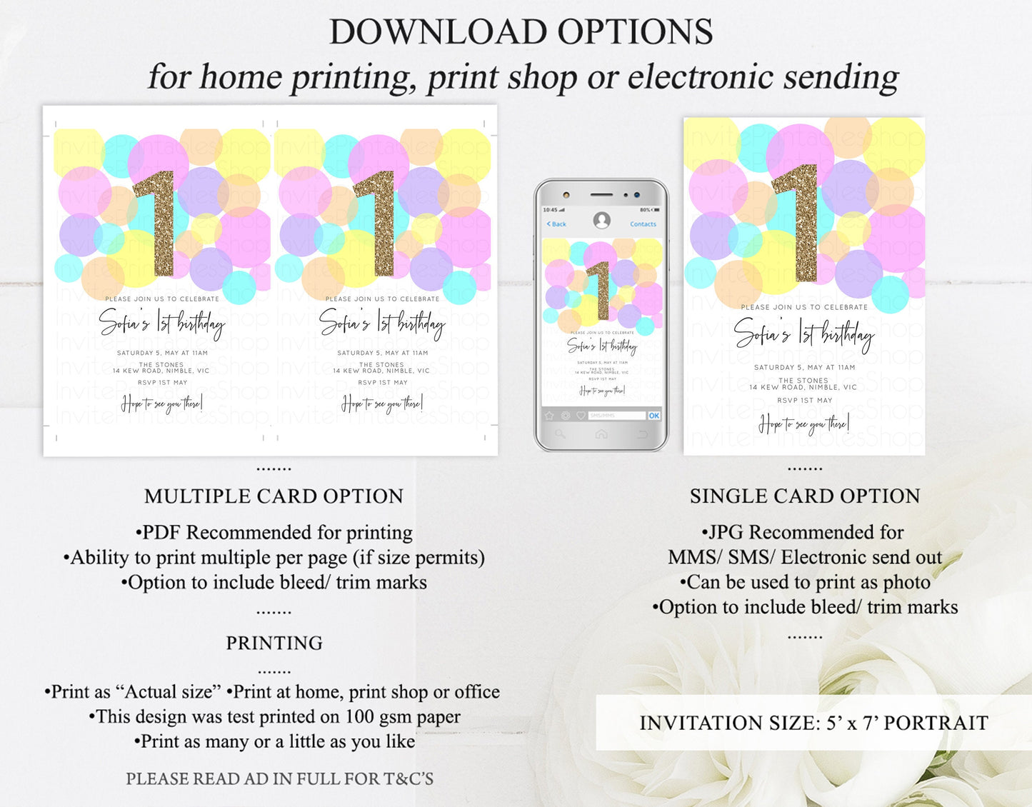 Bubbles Birthday Invitation Rainbow Confetti Invite Pastel Sprinkles Invite Pastel Colorful Art Fun Simple Birthday Invite 1st 2nd 3rd