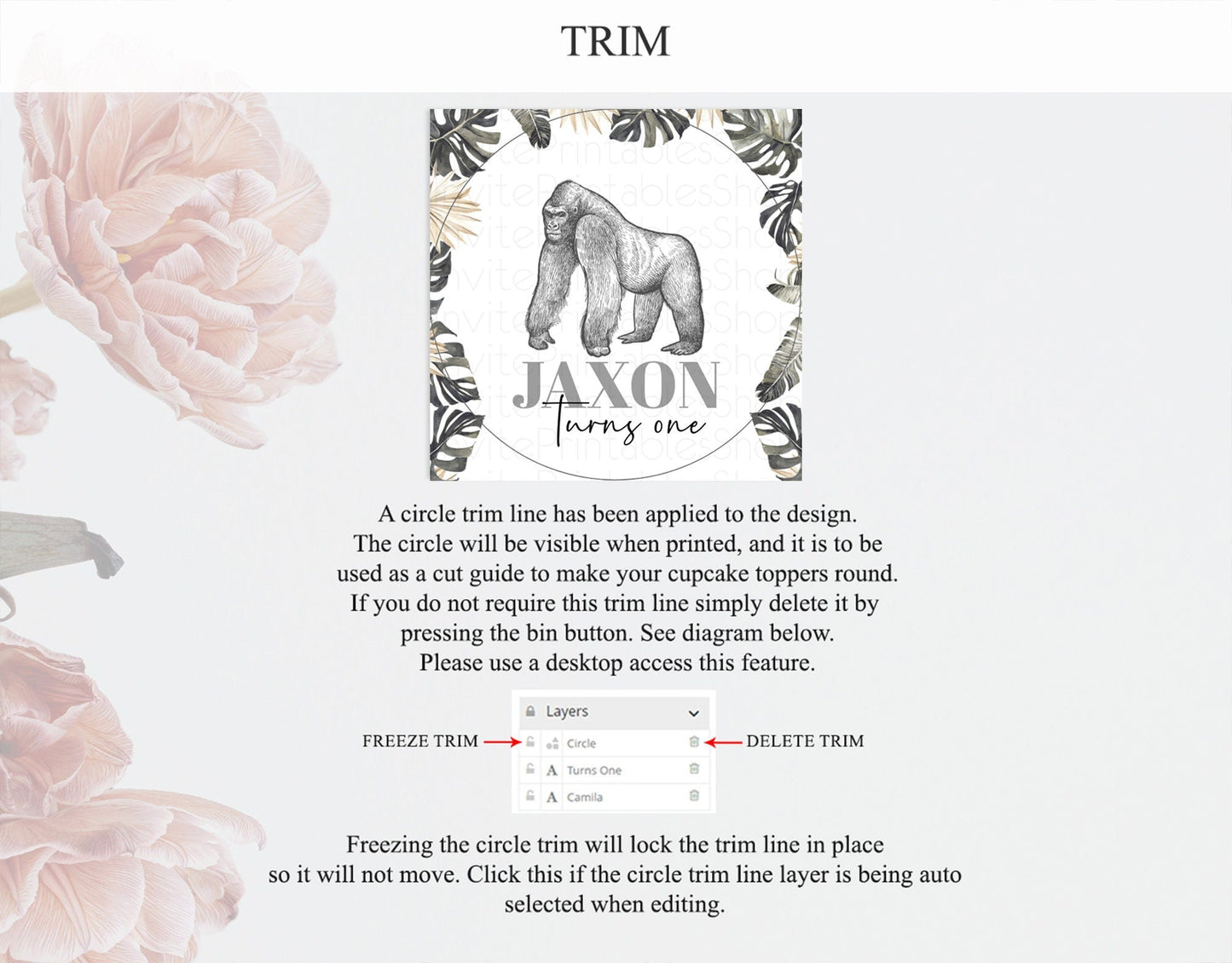 Gorilla Cupcake Toppers Jungle Gorilla Cupcake Gorilla Party Decor Gorilla Jungle Adventure Zoo Green Palm Leaf Fern First Birthday D10825