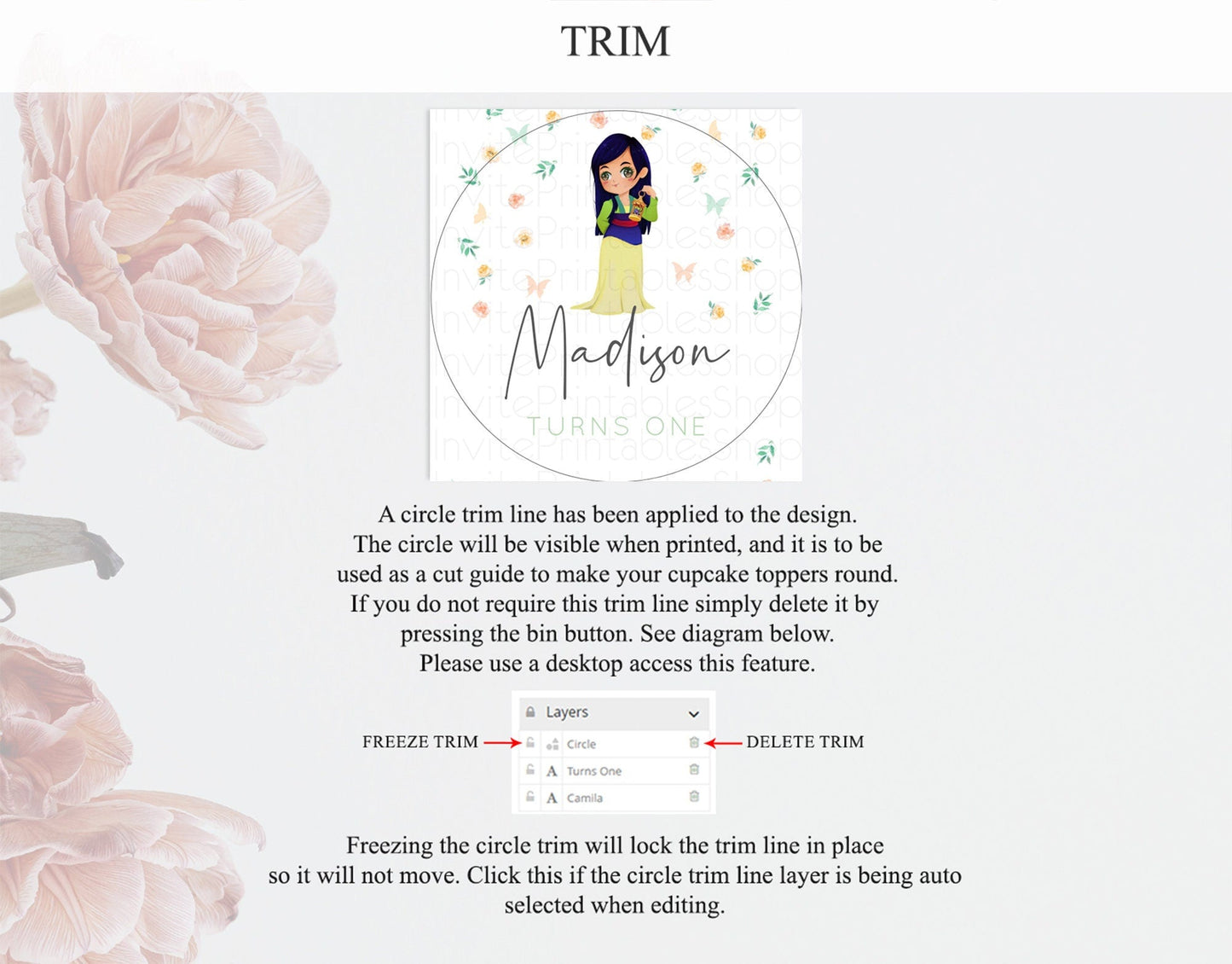 Princess Cupcake Toppers Castle Cupcake Toppers Royal Princess Decor Fairy Tale Enchanted Castle Pastel Floral Garden Table Number D10357