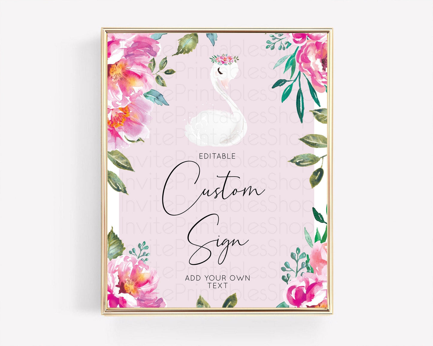 Swan Table Sign Decor Swan Princess Ballet Party Enchanted Swan Lake Secret Garden Pastel Floral 1st Birthday Baptism Baby Shower D10757