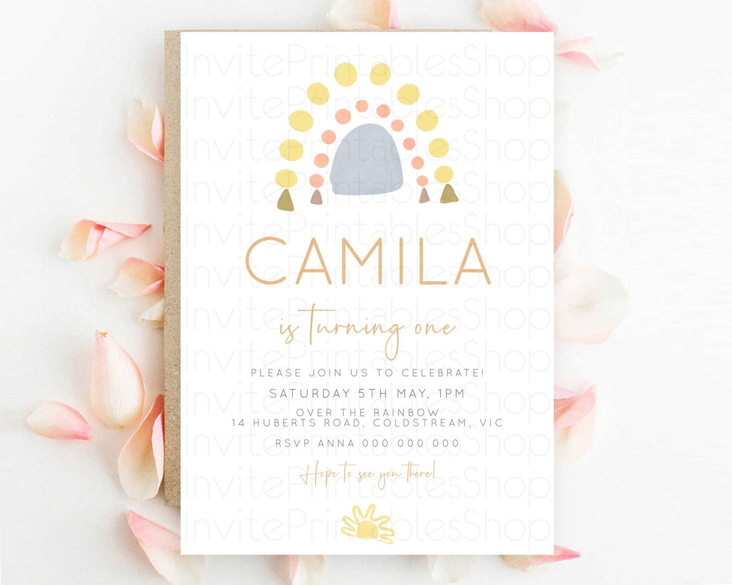 Pastel Rainbow Birthday Invitation Pastel Rainbow Invitation Rainbow Invitation Pastel Invitation Boho Rainbow 1st First Birthday D10688