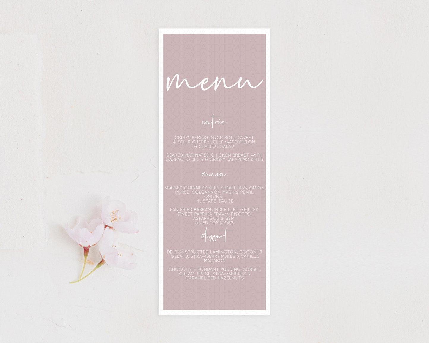 Pink Menu Pastel Pink Menu Template Pink Minimalist Table Decor Modern Pink Menu Simple Pink Dinner Dessert Menu Party Food Menu D10936