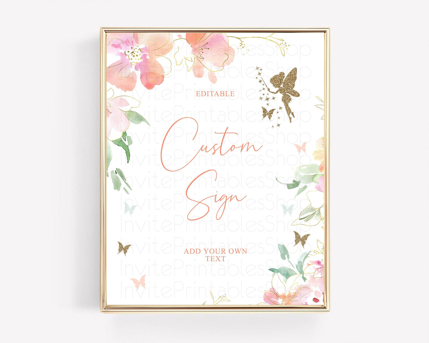 Fairy Sign Enchanted Garden Table Sign Decor Pastel Floral Butterfly Party Secret Garden Birthday Baptism Baby Shower Bridal Shower D10934
