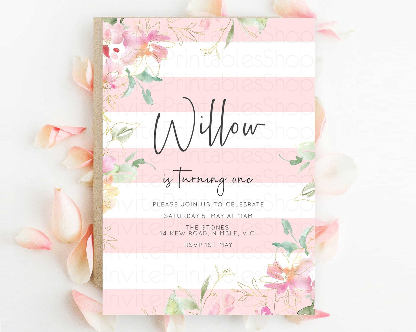 Secret Garden Invitation Wildflower Birthday Invitation Pastel Flowers Invite Enchanted Garden Boho Floral 3rd 2nd First Birthday D10300
