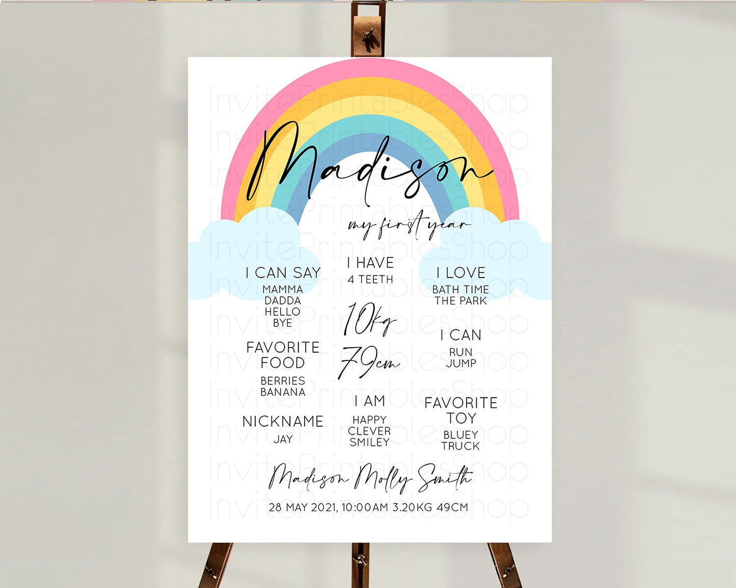 Pastel Rainbow First Birthday Milestone Poster Boho Rainbow Milestone Board Rainbow Milestone Pastel Milestone Rainbow 1st Birthday D10123