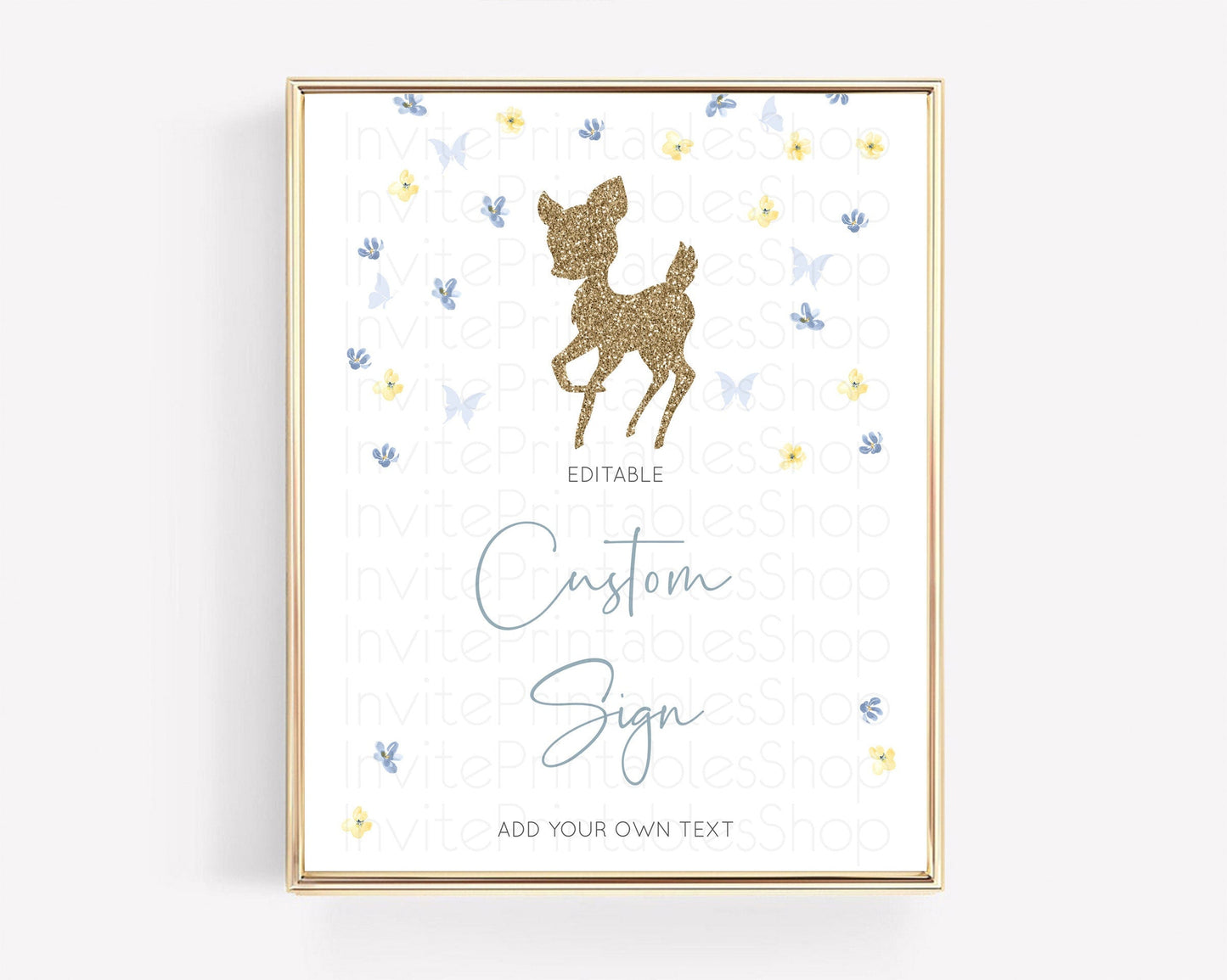 Fawn Deer Sign Pastel Floral Deer Table Sign Decor Enchanted Forest Butterfly Party 1st Birthday Baptism Baby Shower Bridal Shower D10864