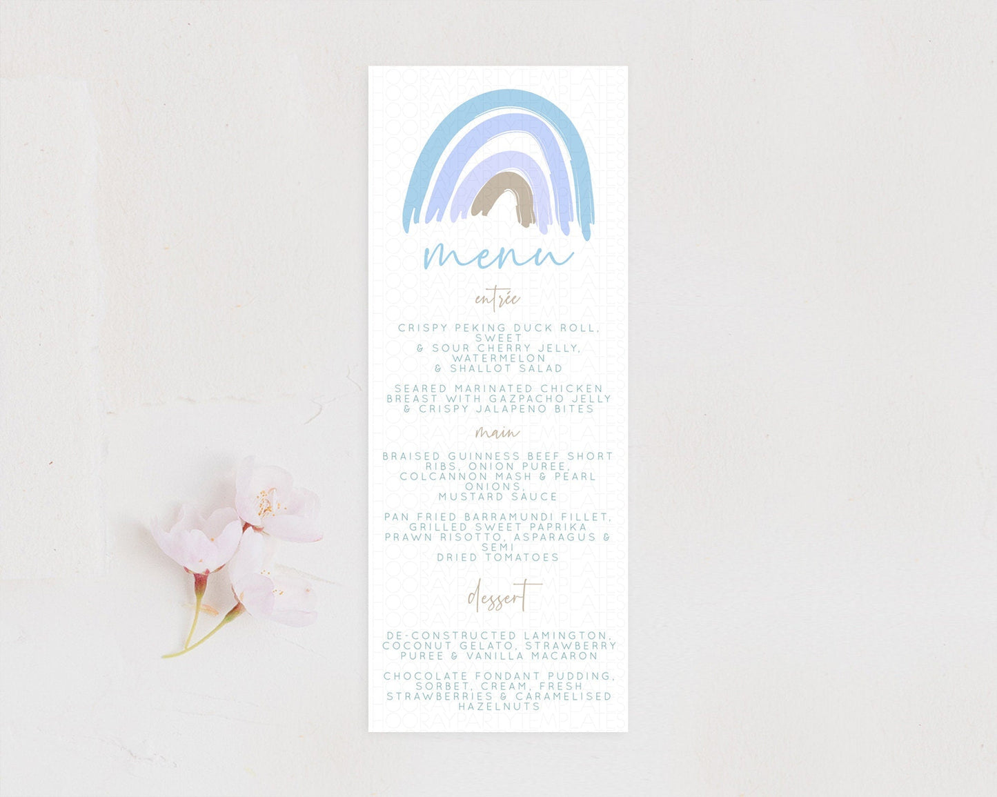 Pastel Rainbow Menu Boho Rainbow Menu Template Rainbow Boho Table Decor Pastel Rainbow Dinner Dessert Menu Rainbow Party Food Menu D10352