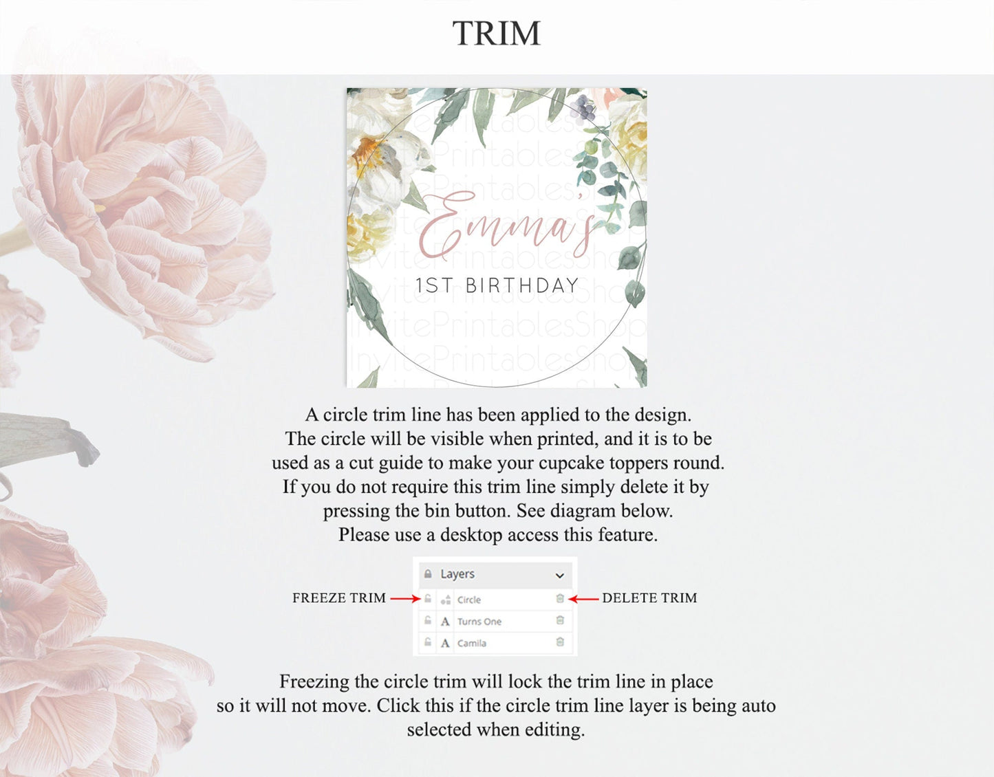 Secret Garden Cupcake Toppers Wildflower Cupcake Topper Pastel White Flowers Topper Enchanted Garden Boho Floral First Birthday Decor D10121