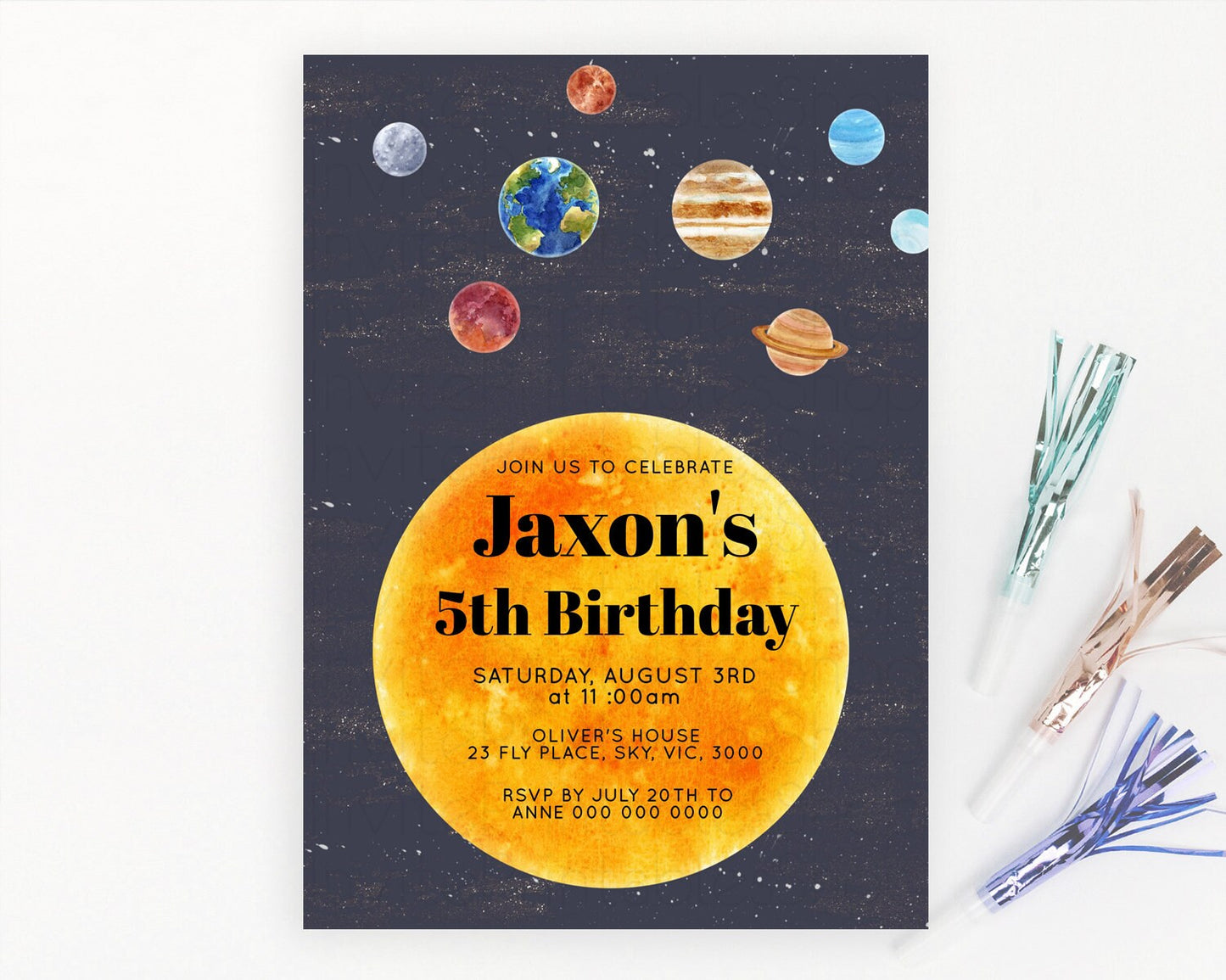 Space Birthday Invitation Space 1st Birthday Invites First Trip Around the Sun Invite Sky Stars Planets Milkyway Solar System Invite D10430