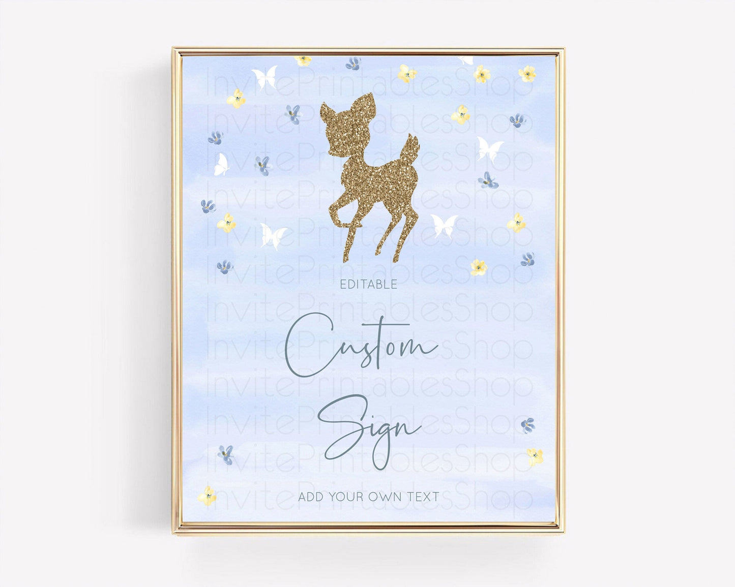 Fawn Deer Sign Pastel Floral Deer Table Sign Decor Enchanted Forest Butterfly Party 1st Birthday Baptism Baby Shower Bridal Shower D10863