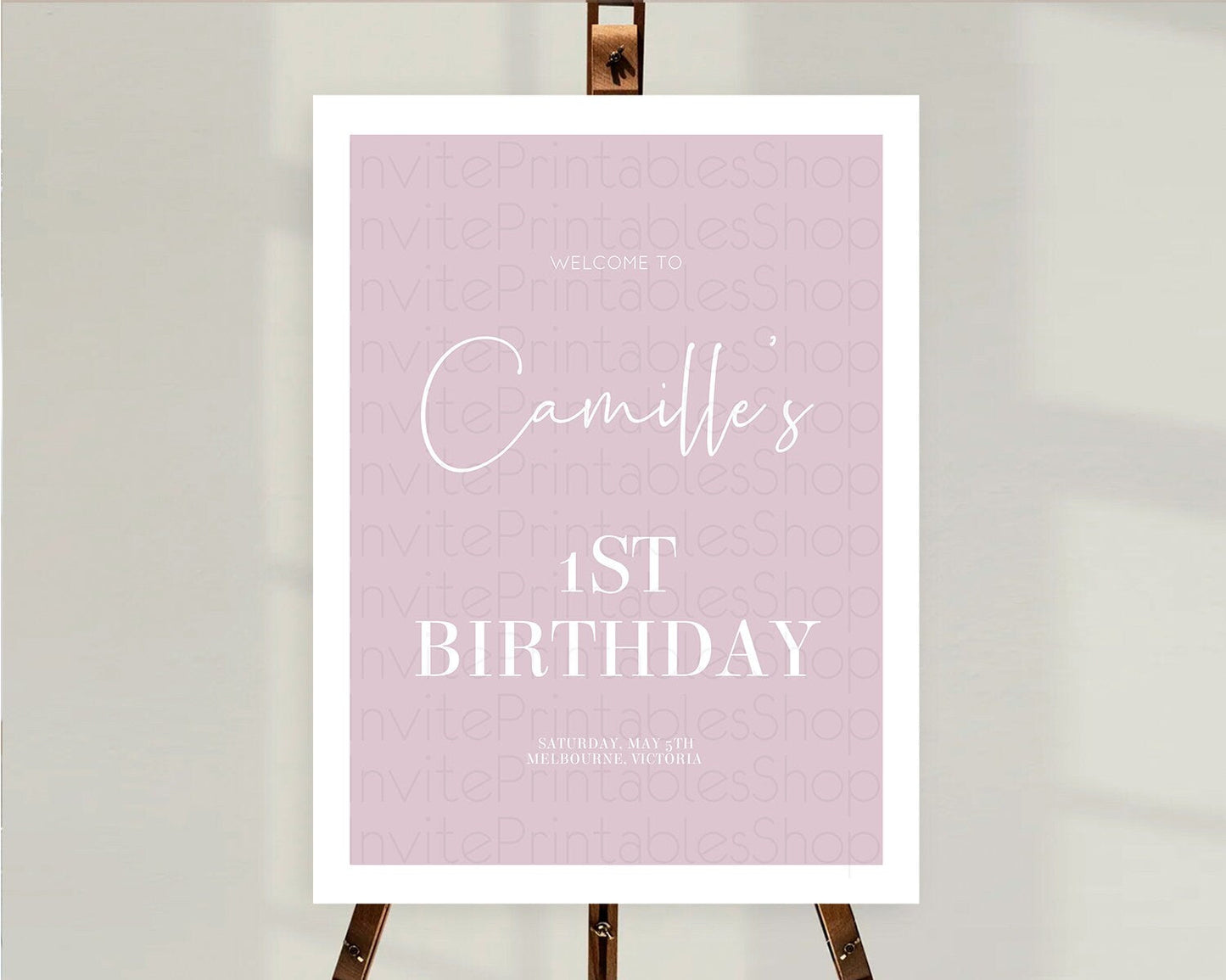Pink Welcome Sign Plain Pink Welcome Board Minimalist Pastel Pink Welcome Poster Modern Pink First Birthday Welcome Sign D10940