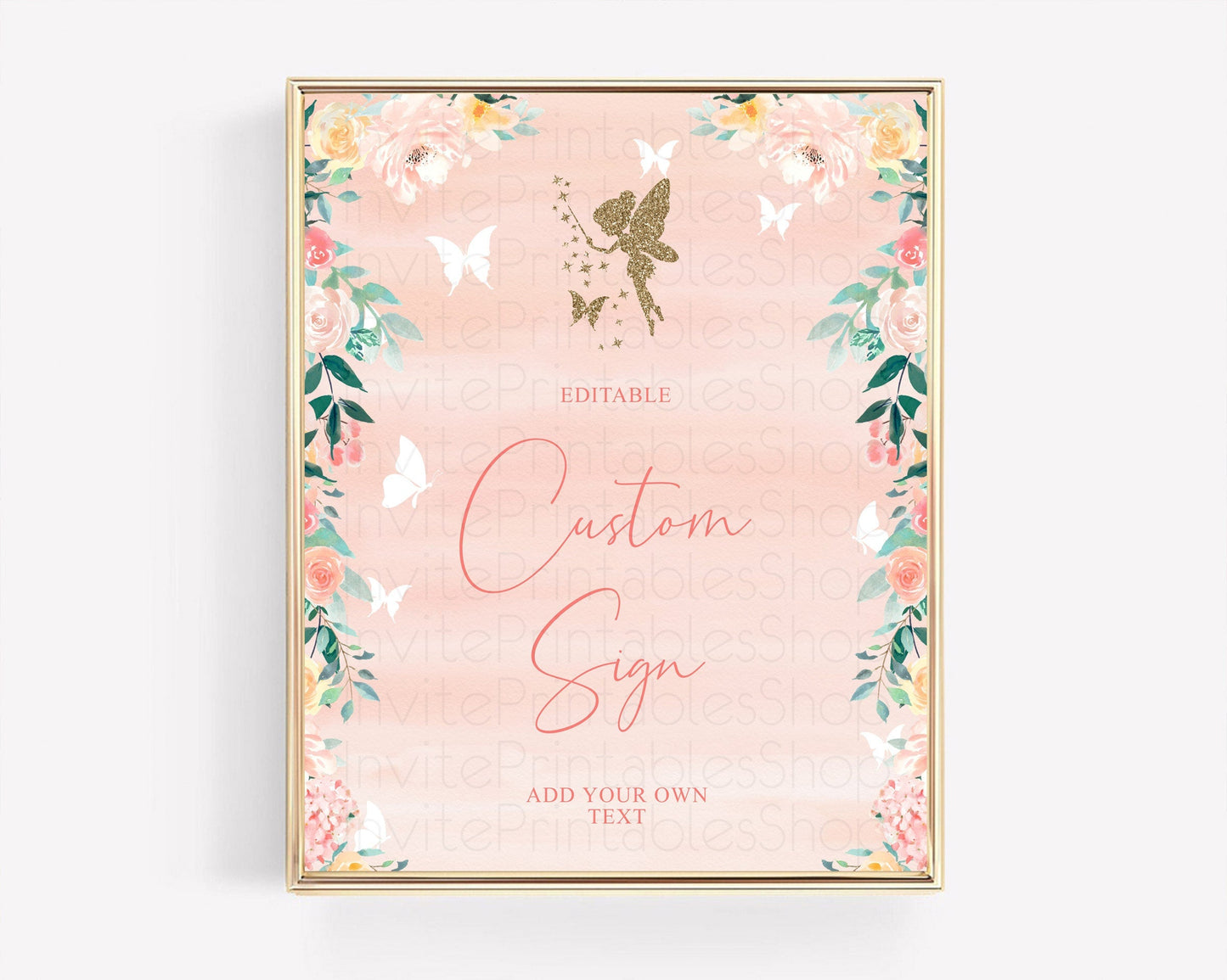 Fairy Sign Enchanted Garden Table Sign Decor Pastel Floral Butterfly Party Secret Garden Birthday Baptism Baby Shower Bridal Shower D10792