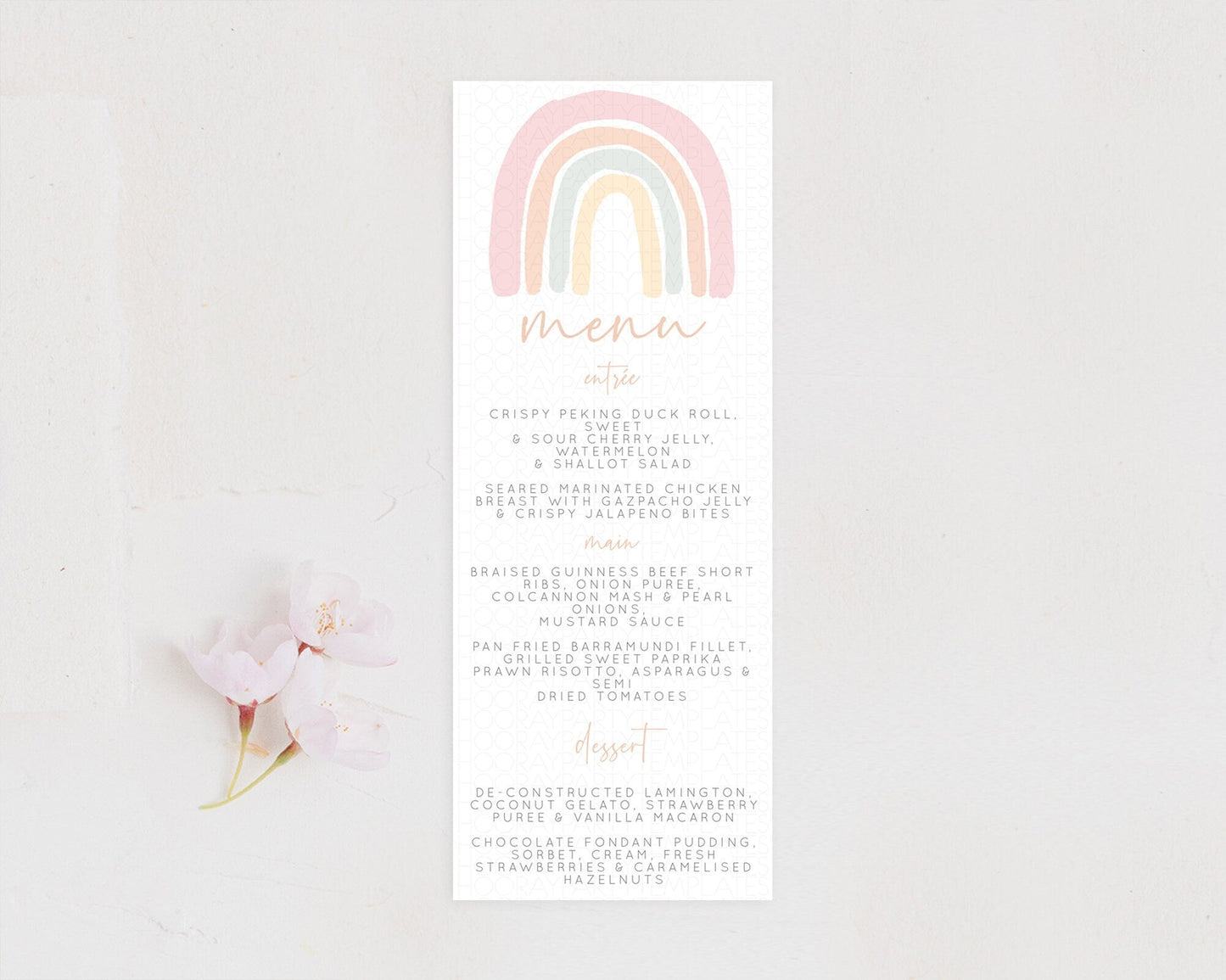 Pastel Rainbow Menu Boho Rainbow Menu Template Rainbow Boho Table Decor Pastel Rainbow Dinner Dessert Menu Rainbow Party Food Menu D10162