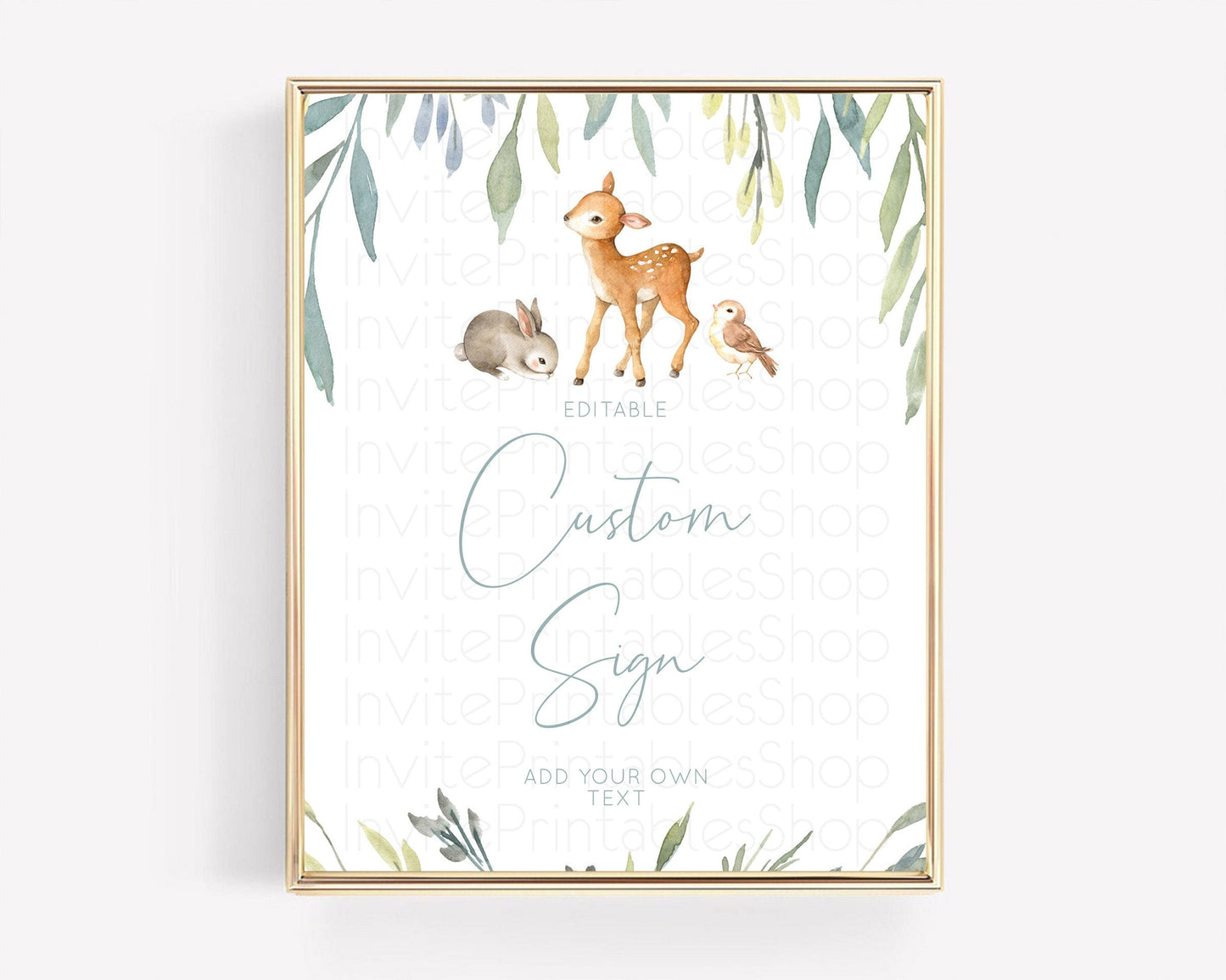 Fawn Deer Sign Pastel Floral Deer Table Sign Decor Enchanted Forest Butterfly Party 1st Birthday Baptism Baby Shower Bridal Shower D10919