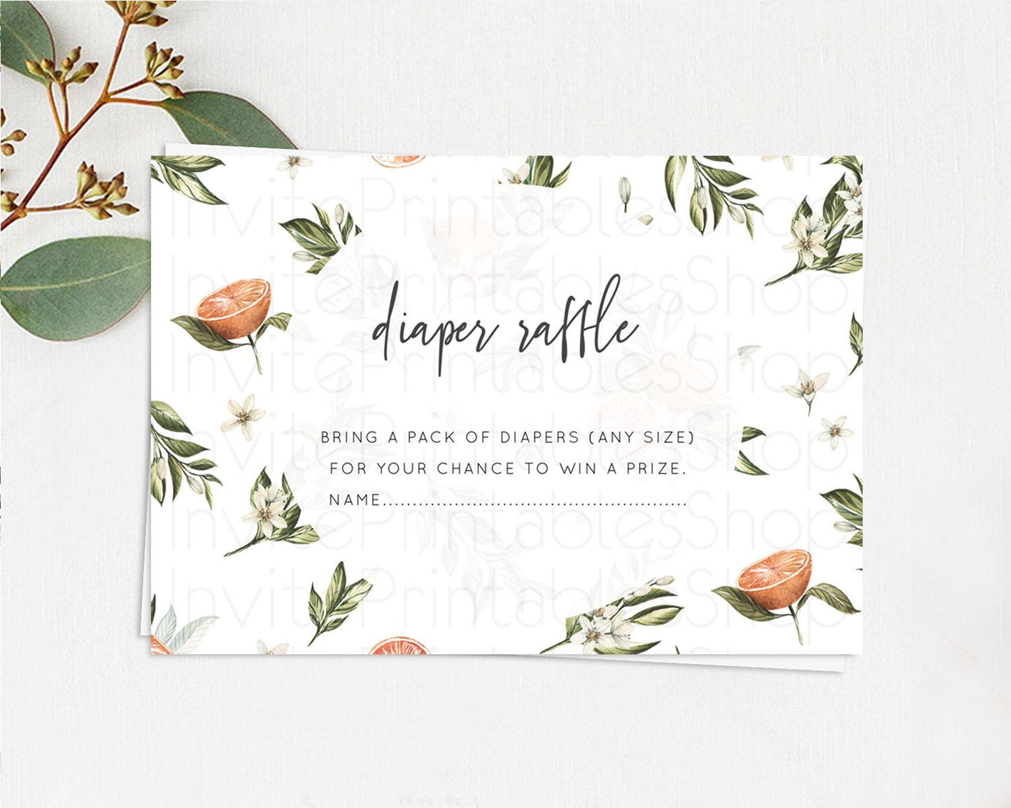 Editable Citrus Diaper Raffle Card Lemon Diaper Raffle Orange Diaper Insert