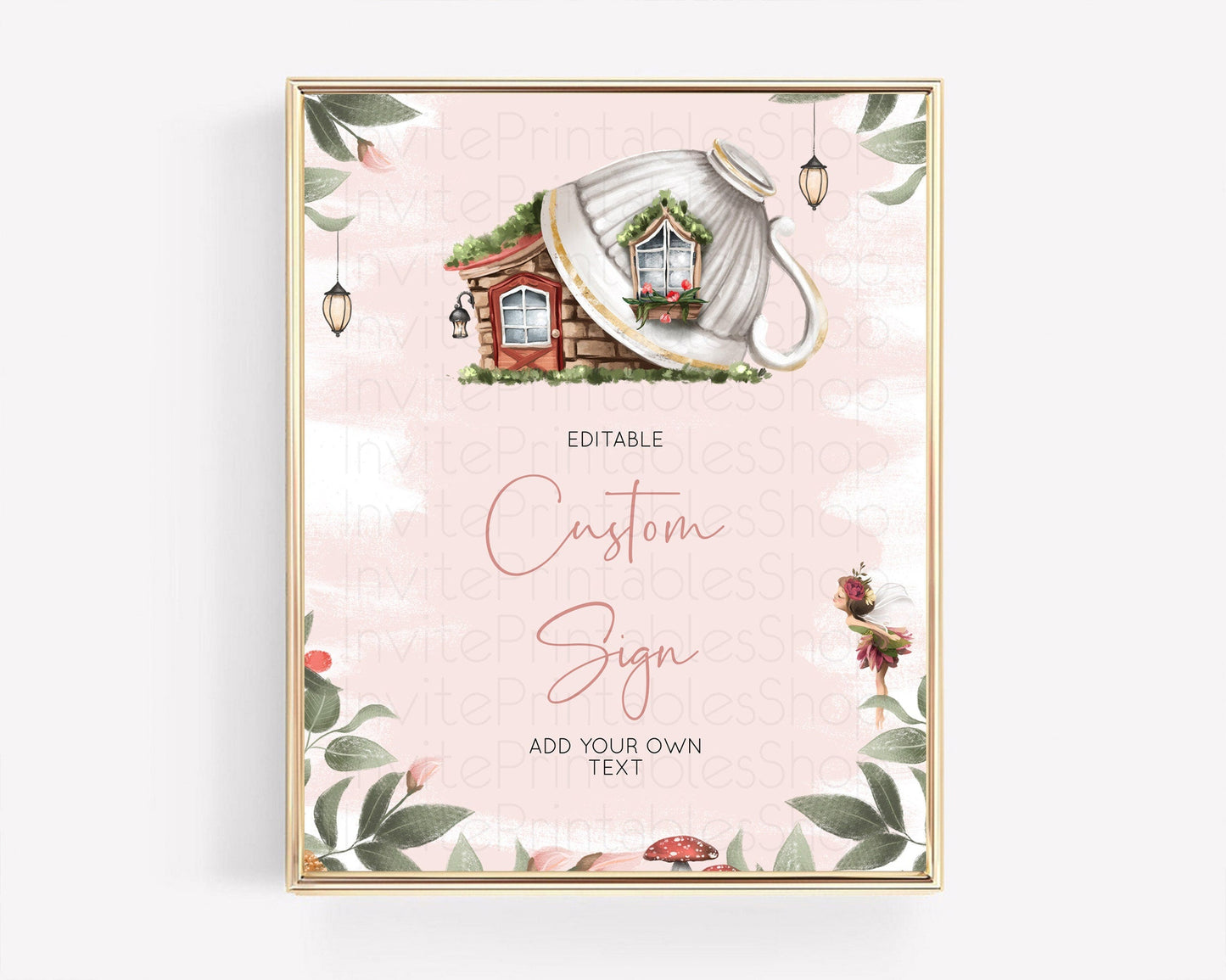 Fairy Sign Enchanted Garden Table Sign Decor Pastel Floral Butterfly Party Secret Garden Birthday Baptism Baby Shower Bridal Shower D10563