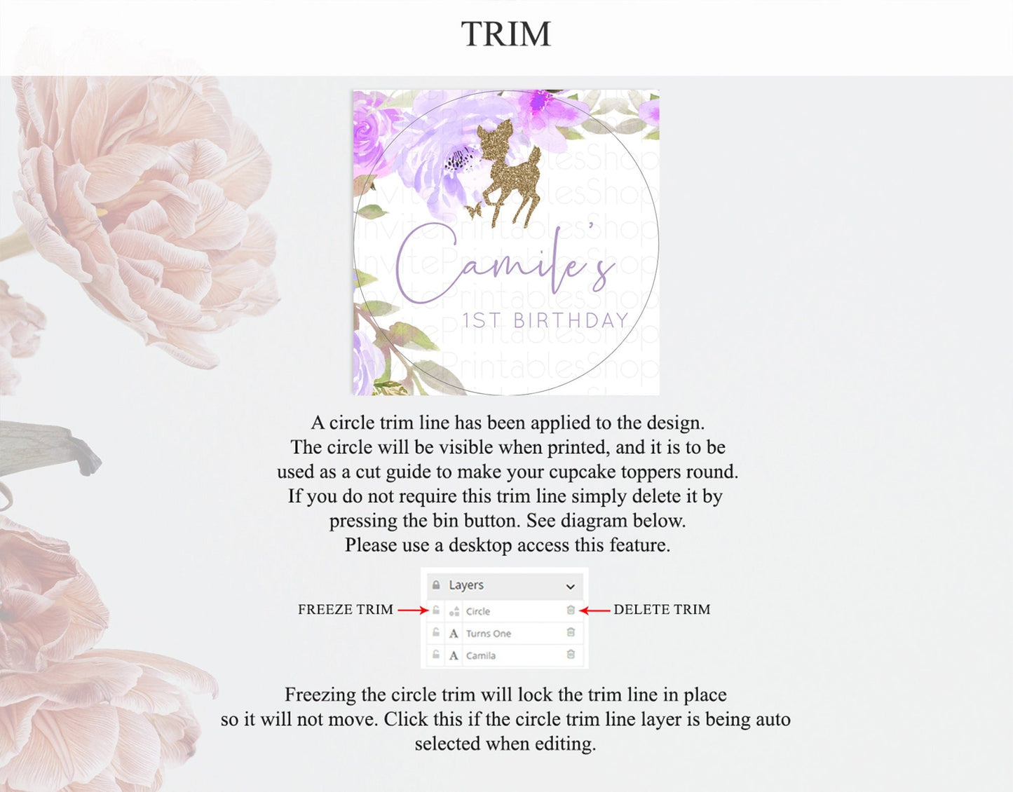 Fawn Cupcake Toppers Deer Cupcake Toppers Enchanted Forest Party Butterfly Pastel Flowers Woofland Cupcake Toppers First Birthday D10914