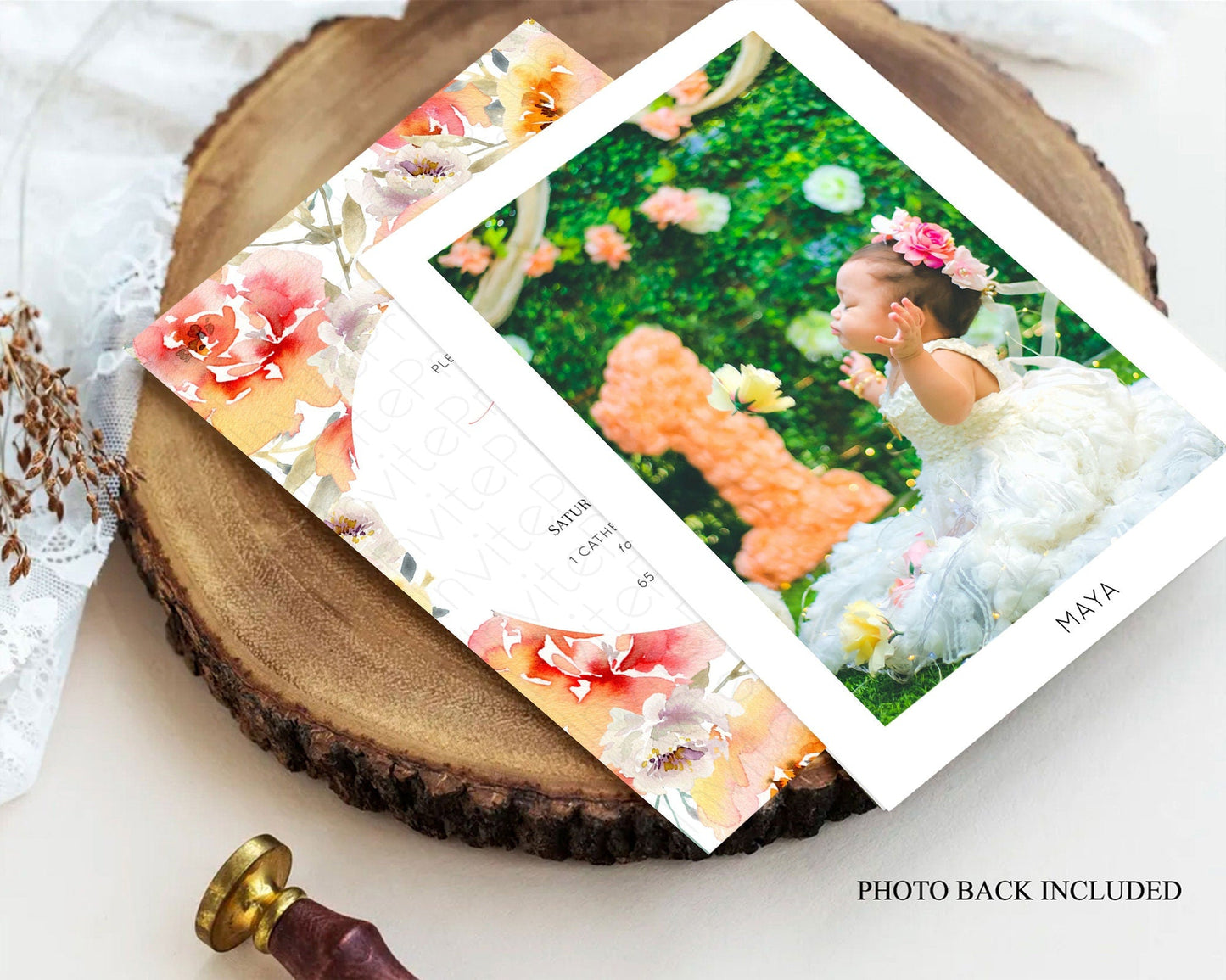 Secret Garden Baptism Invitation Wildflower Baptism Birthday Invite Pastel Flowers Christening Invite Enchanted Garden Boho Floral D10280