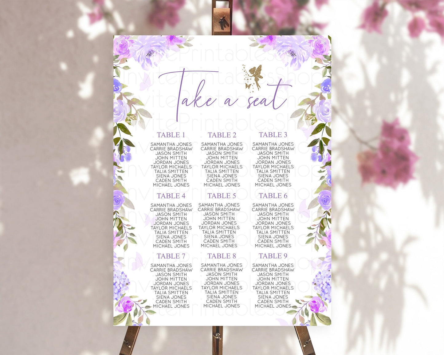 Fairy Seating Chart Pastel Fairy Seating Chart Fairy Tea Party Fairy Garden Seating Sign Enchanted Garden Floral Butterfly Decor D10910