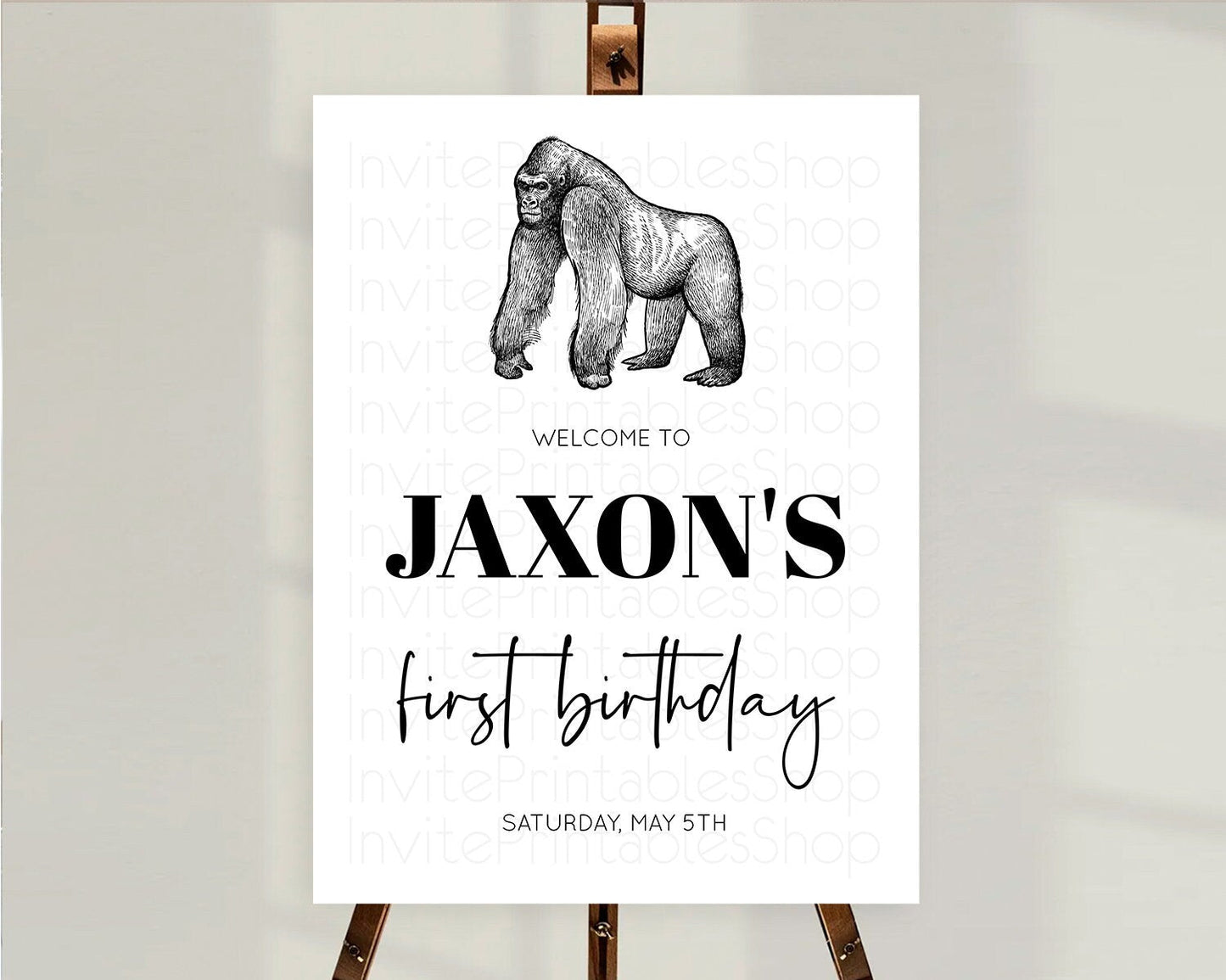 Gorilla Welcome Sign Gorilla Welcome Board Gorilla Party Welcome Poster Safari Adventure Decor Gorilla First Birthday Welcome Sign D10855