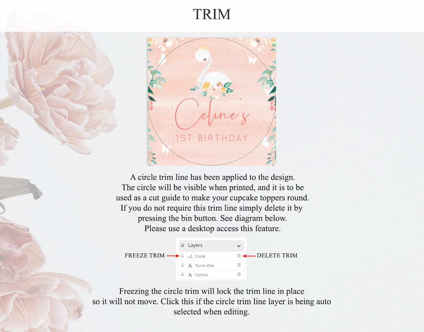 Swan Cupcake Toppers Swan Princess Ballet Cupcake Watercolour Pastel Floral Enchanted Forest Swan Lake Party Decor Secret Garden D10884