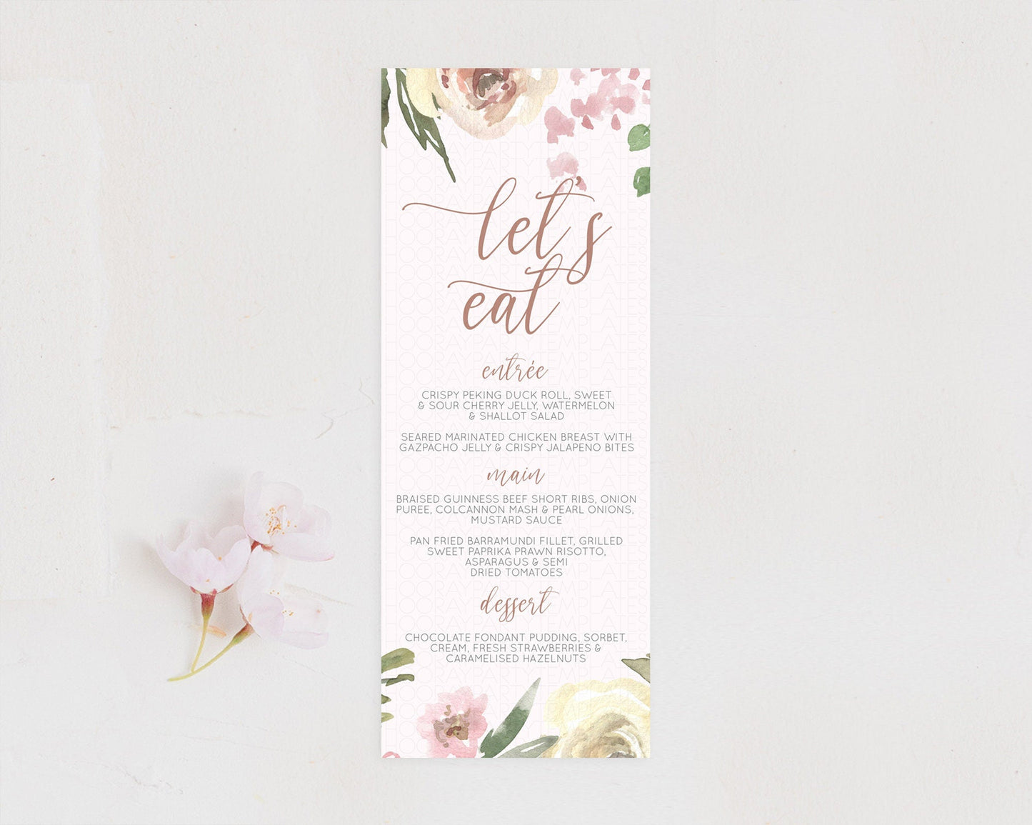 Secret Garden Menu Wildflower Menu Template Pastel Flower Garden Table Decor Boho Floral Dinner Dessert Floral Party Food Menu D10192