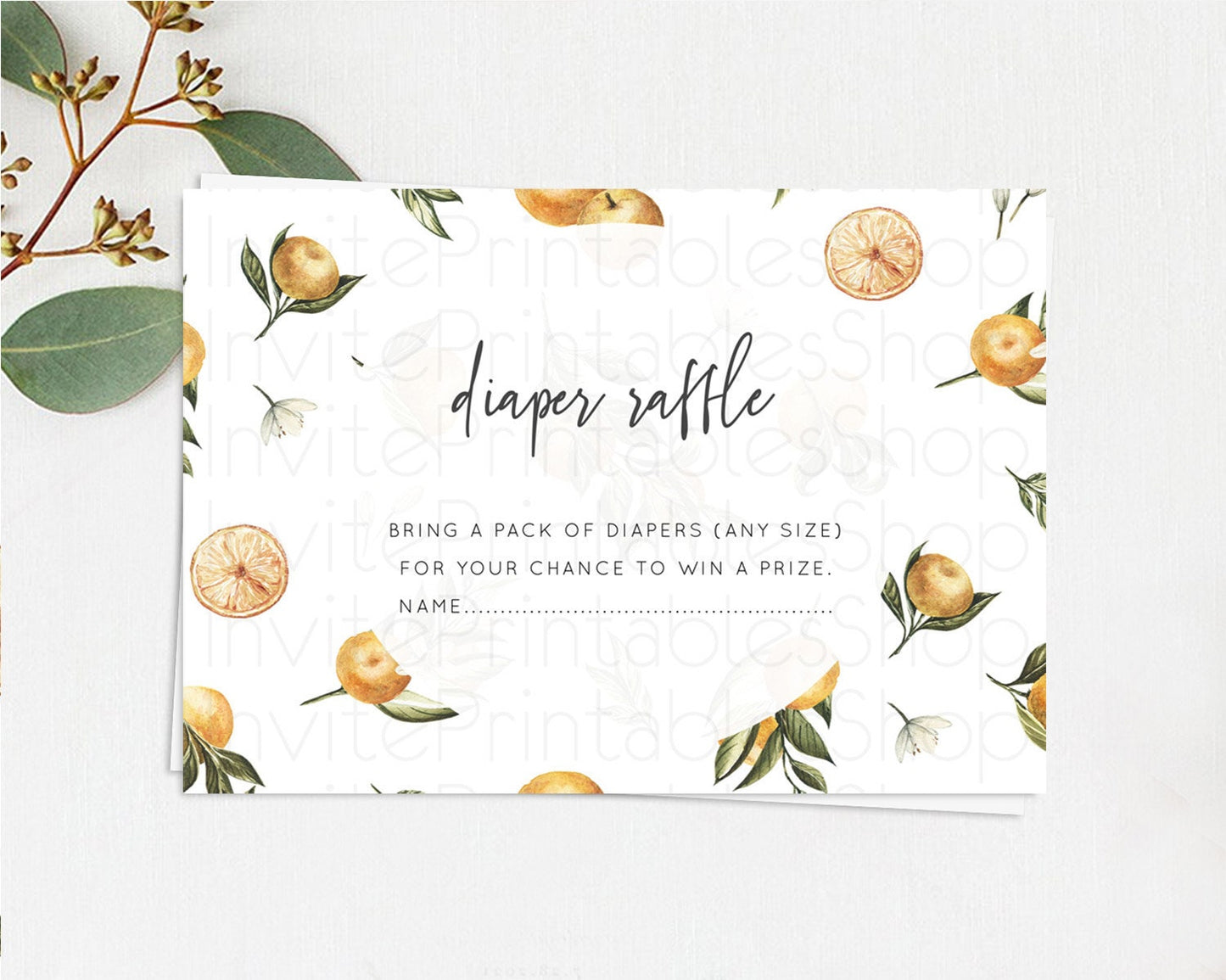 Editable Citrus Diaper Raffle Card Lemon Diaper Raffle Orange Diaper Insert