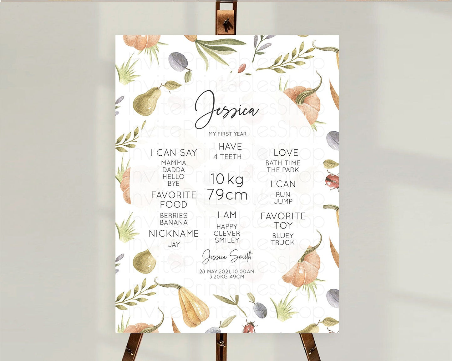 Pumpkin Milestone Board Pear Milestone Board Ladybug Milestone Plum Milestone Ladybug Milestone Garden First Birthday Welcome Sign D10543