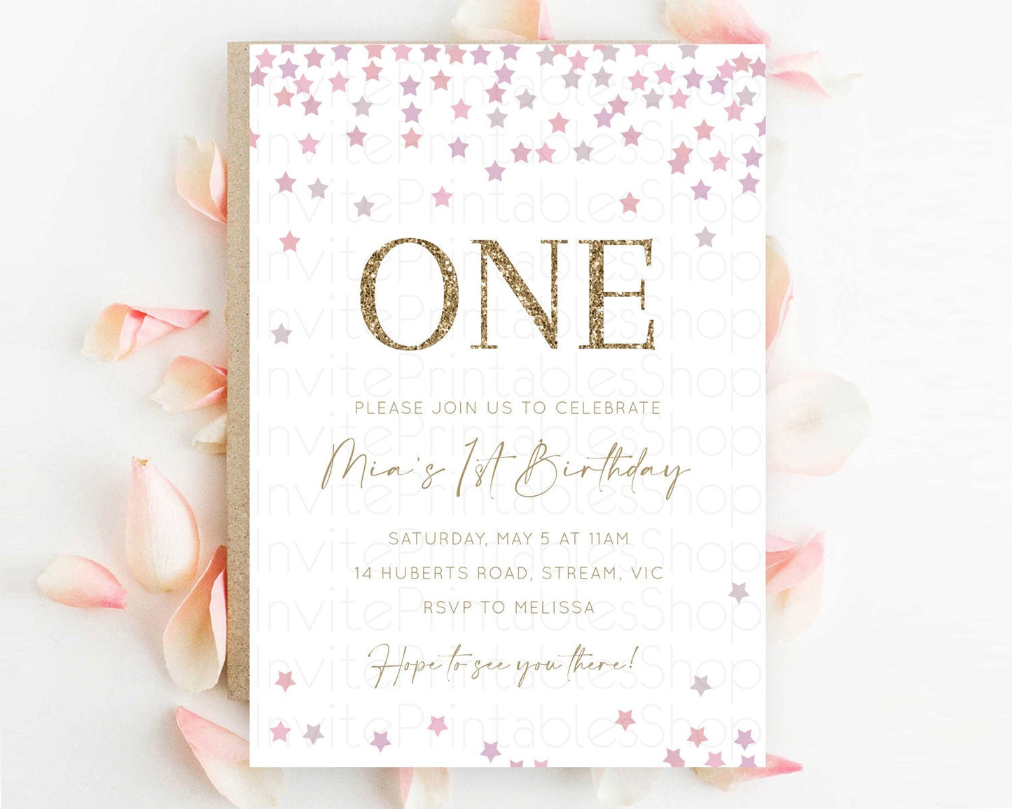 Star Birthday Invitation Pastel Stars Invite Shooting Star Party Rainbow Colorful Confetti Twinkle Little Star 2nd First Birthday D10344