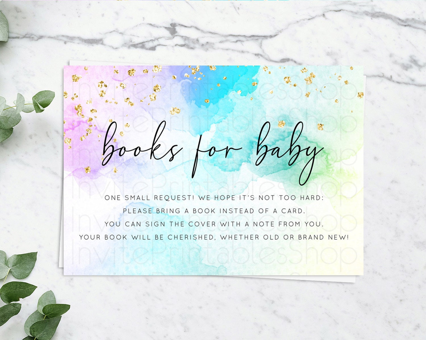 Pastel Books For Baby Card Pastel Rainbow Book Insert Colorful Ombre Watercolor Book Card Confetti Glitter Baby Book Poem Request D10771