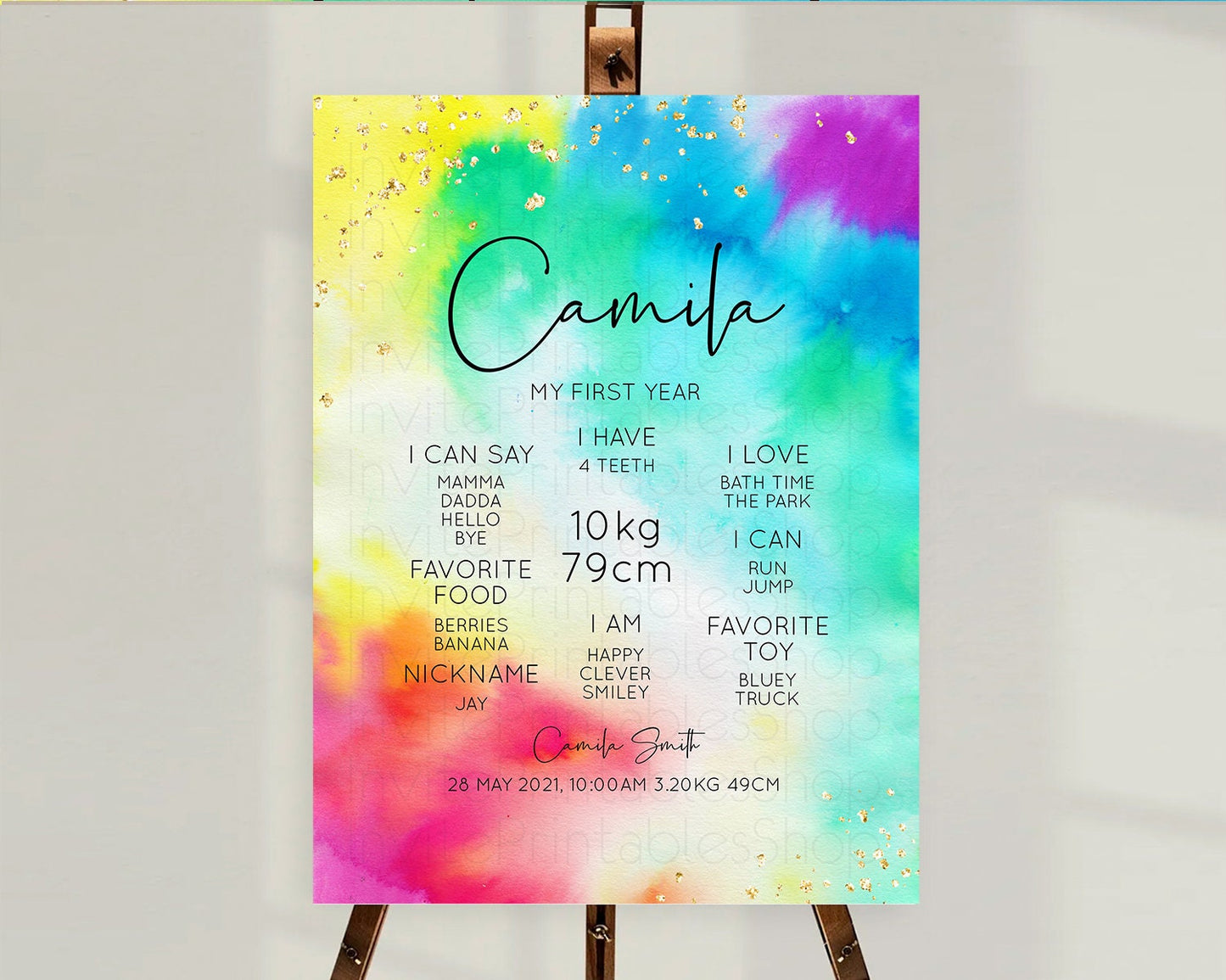 Tie Dye Milestone Board Rainbow First Birthday Milestone Poster Pastel Milestone Colorful Milestone Board Pastel Rainbow Birthday D10462