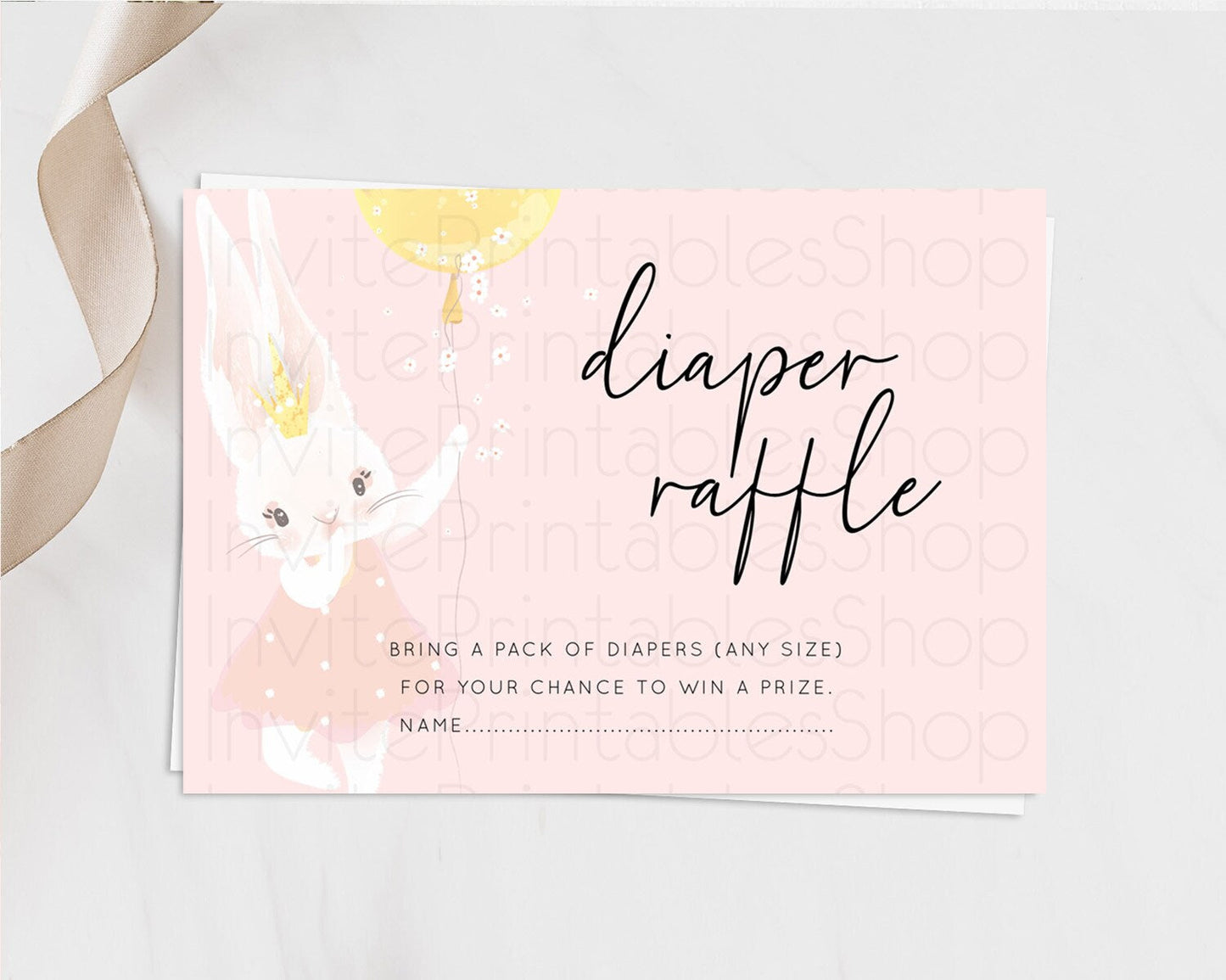 Bunny Balloon Diaper Raffle Pastel Balloon Diaper Raffle Insert Colorful Pastel Confetti Bunny Diaper Ticket Sprinkles Raffle Game D10219
