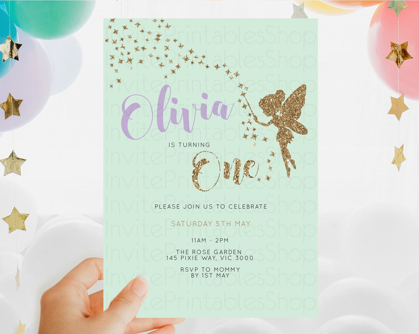 Fairy Birthday Invitation Fairy Invites Fairy Tea Party Fairy Garden Birthday Secret Garden Enchanted Garden Pastel Floral Butterfly D10908