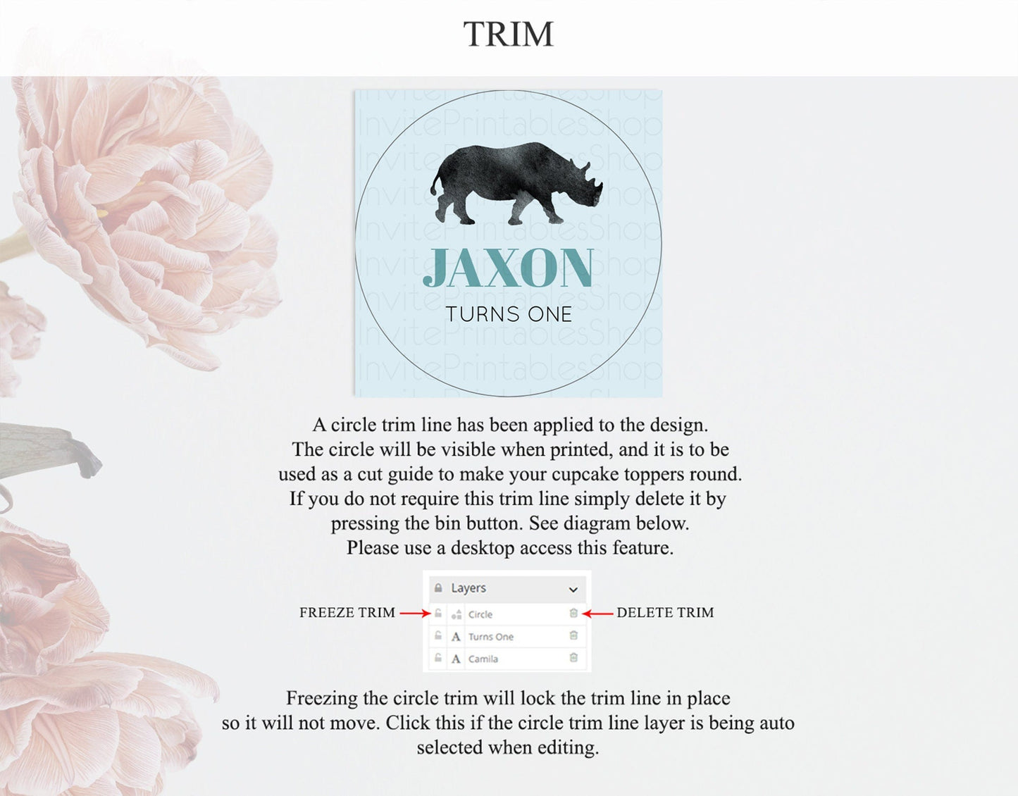 Rhino Cupcake Toppers Rhino Cupcake Rhino Take A Cupcake Toppers Rhino Safari Adventure Decor Zoo Party Rhino Palm Leaf Decor D10801