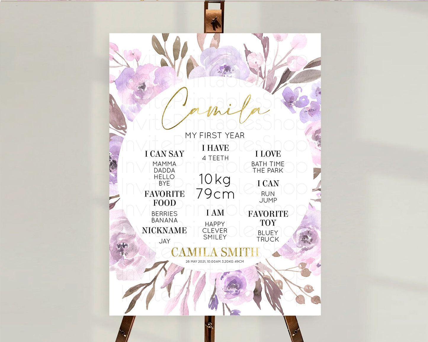 Secret Garden Milestone Board Wildflower First Birthday Milestone Poster Pastel Flowers Milestone Boho Wildflower 1st Birthday Sign D10201