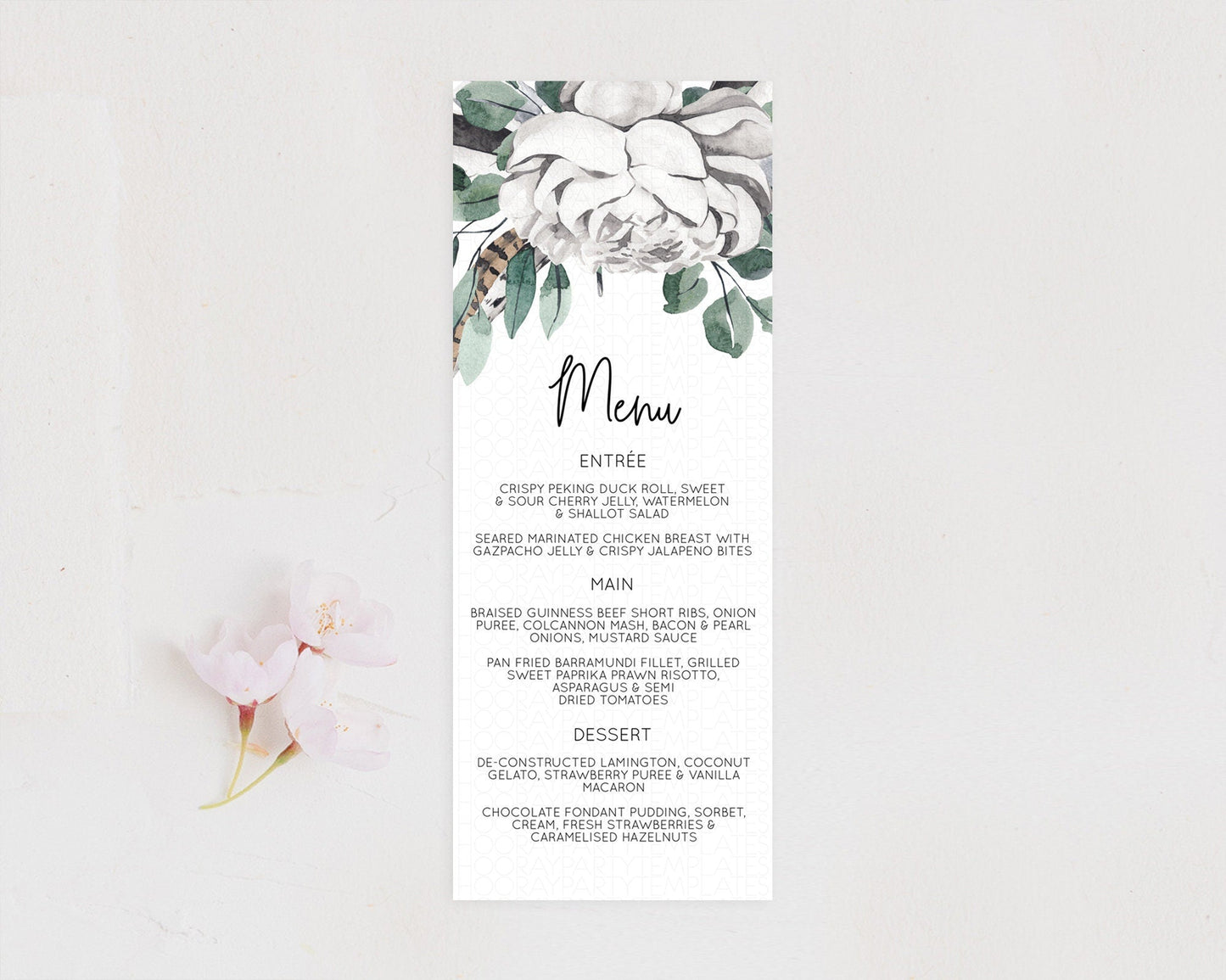 Secret Garden Menu Wildflower Menu Template Pastel Flower Garden Table Decor Boho Floral Dinner Dessert Floral Party Food Menu D11066