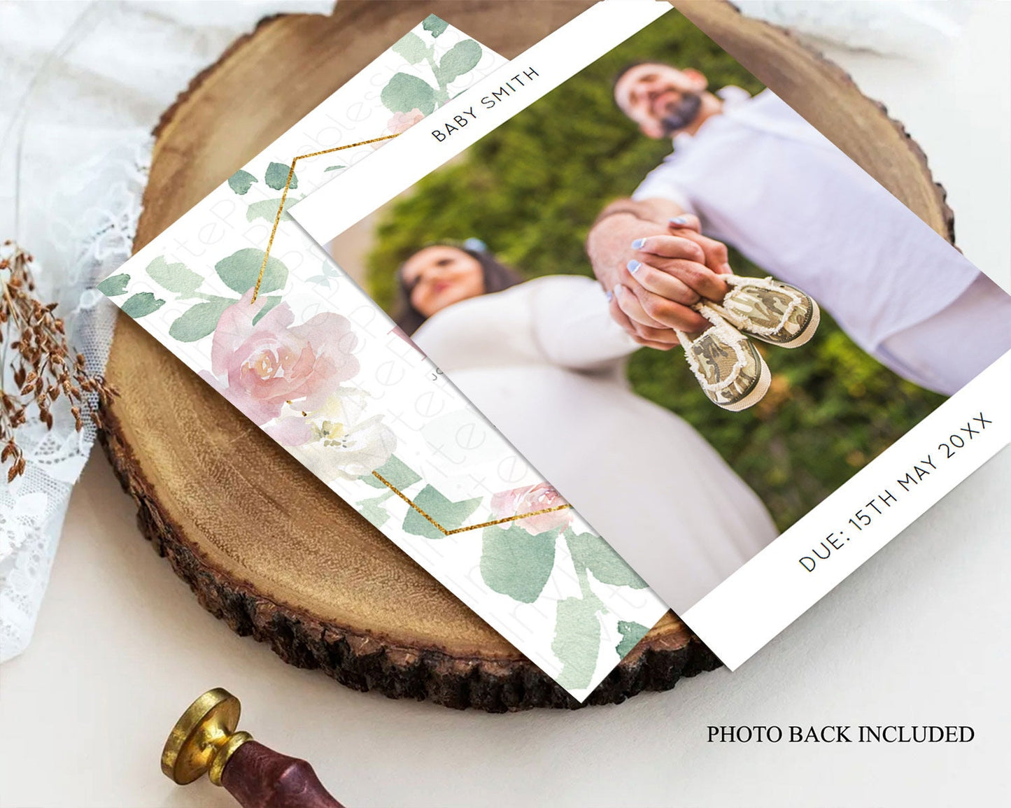 Fairy Baby Shower Invitation: Soft Pink Floral Tea Party, Enchanted Fairy Garden Flowers with Gold Glitter - Secret Garden Theme D10965