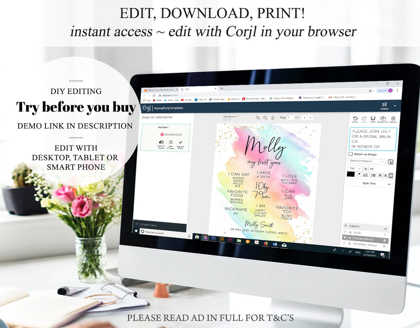 Pastel Rainbow First Birthday Milestone Board Ombre Gold Milestone Poster Watercolor Glitter One Year Poster Pastel Color Baby 1st Year T518