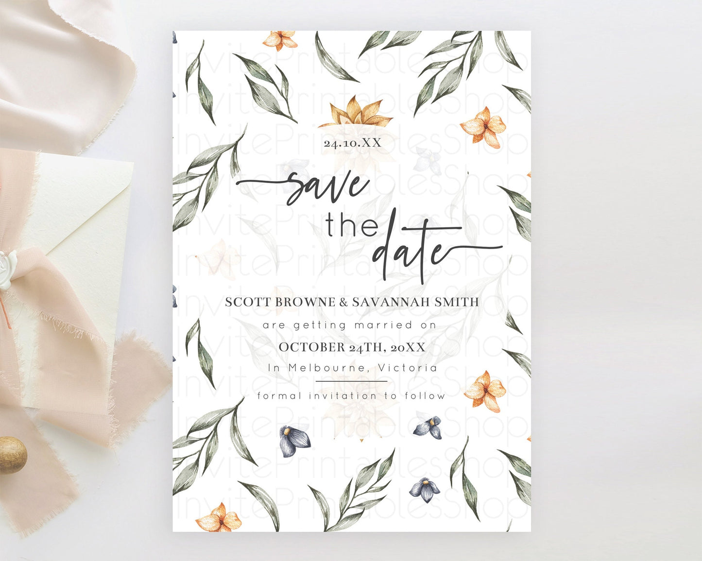 Wildflower Save The Date Template Secret Garden Save The Date Pastel Floral Garden Party Boho Flowers Birthday Baby Shower Wedding D10544