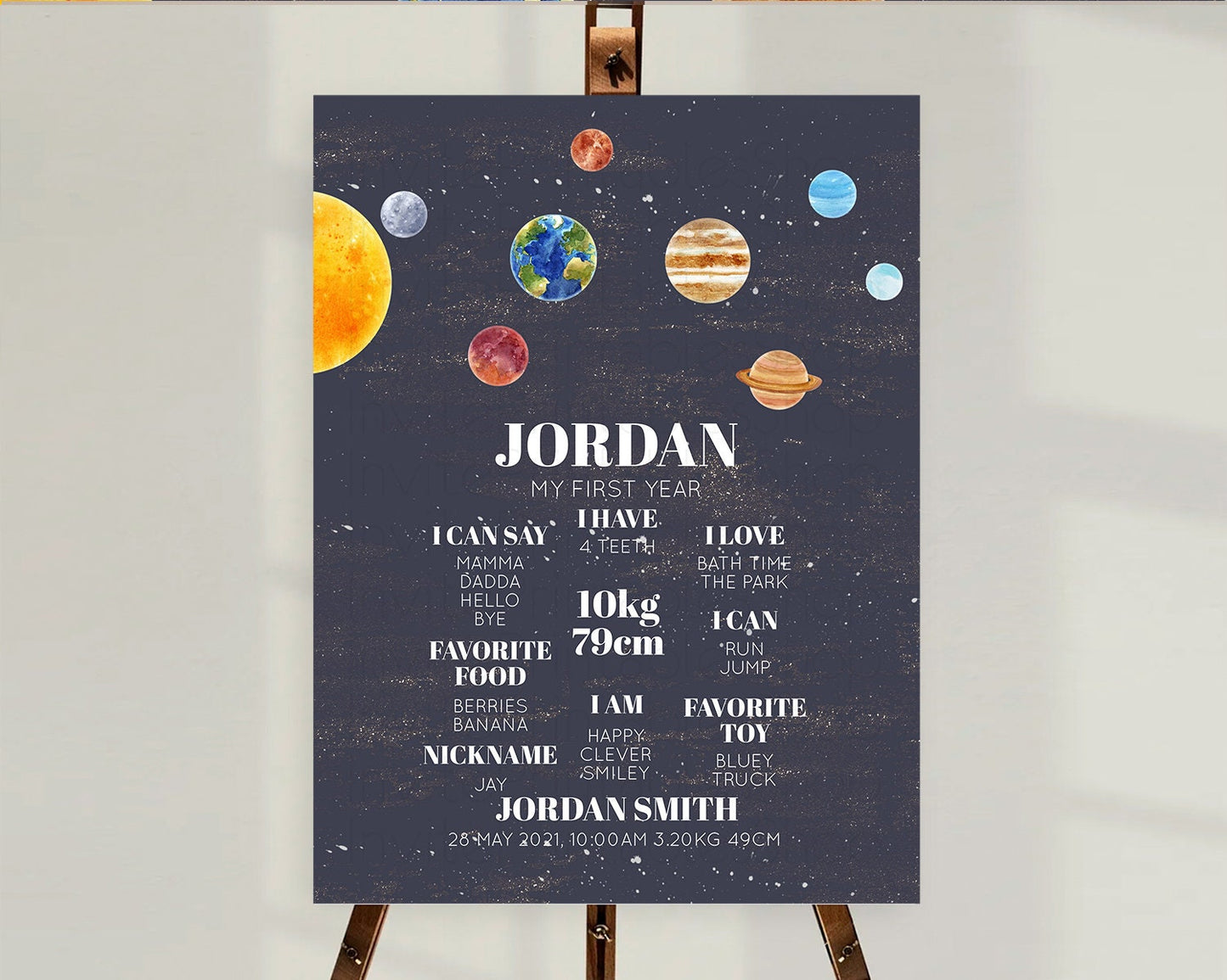 Space First Birthday Milestone Poster Space Milestone Board First Trip Around the Sun Planets Solar System ONE year Birthday Sign D10144