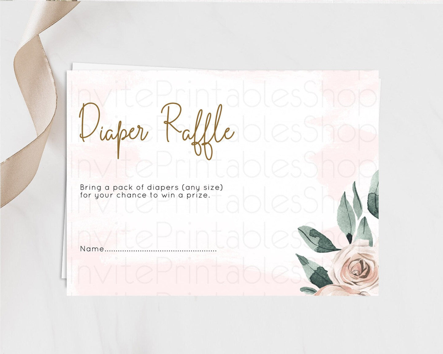 Tropical Diaper Raffle Card Tropical Diaper Raffle Insert Palm Leaf Diaper Ticket Fern Frangipani Floral White Orchid Raffle Game D11010