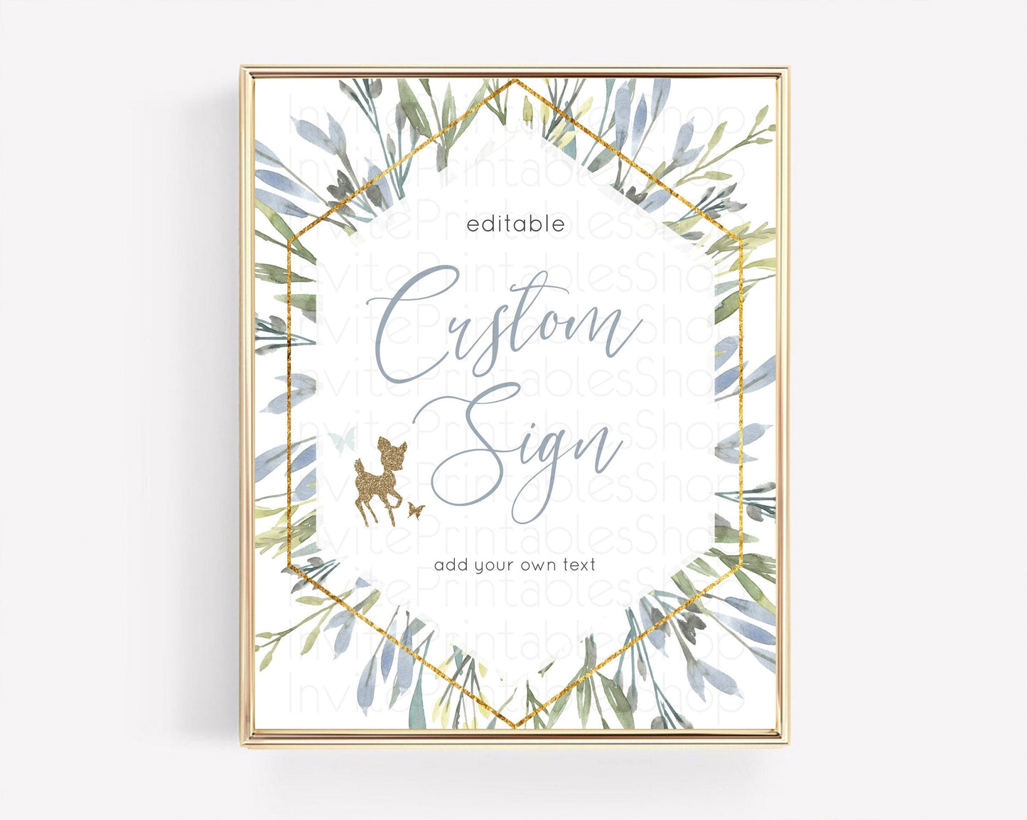 Fawn Deer Sign Pastel Floral Deer Table Sign Decor Enchanted Forest Butterfly Party 1st Birthday Baptism Baby Shower Bridal Shower D10534