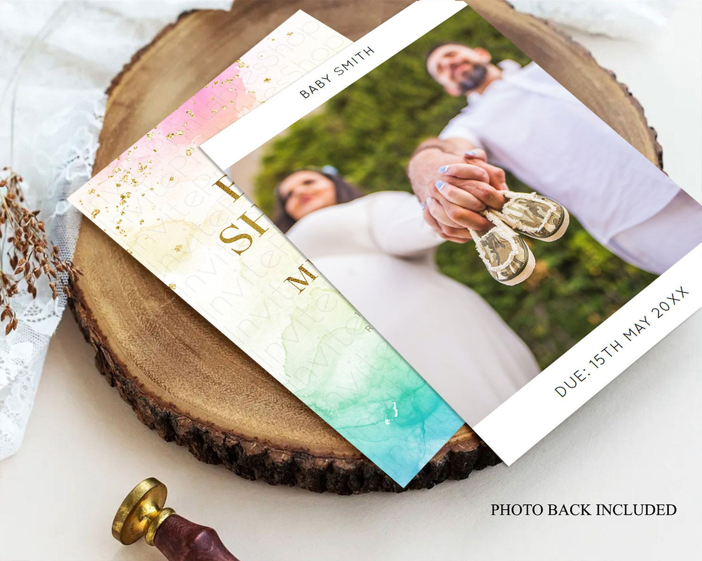 Pastel Baby Shower Invitation Rainbow Baby Shower Invitation Colorful Pastel Watercolor Invitation Gold Glitter Sprinkles Ombre D10770