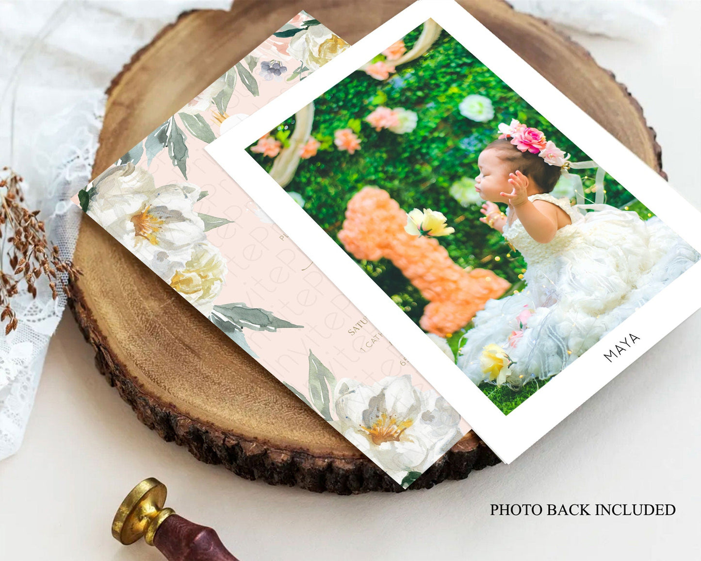 Swan Lake Baptism Invitation Swan Princess Ballet Baptism 1st Birthday Enchanted Forest Secret Garden Watercolour Pastel Floral D10115