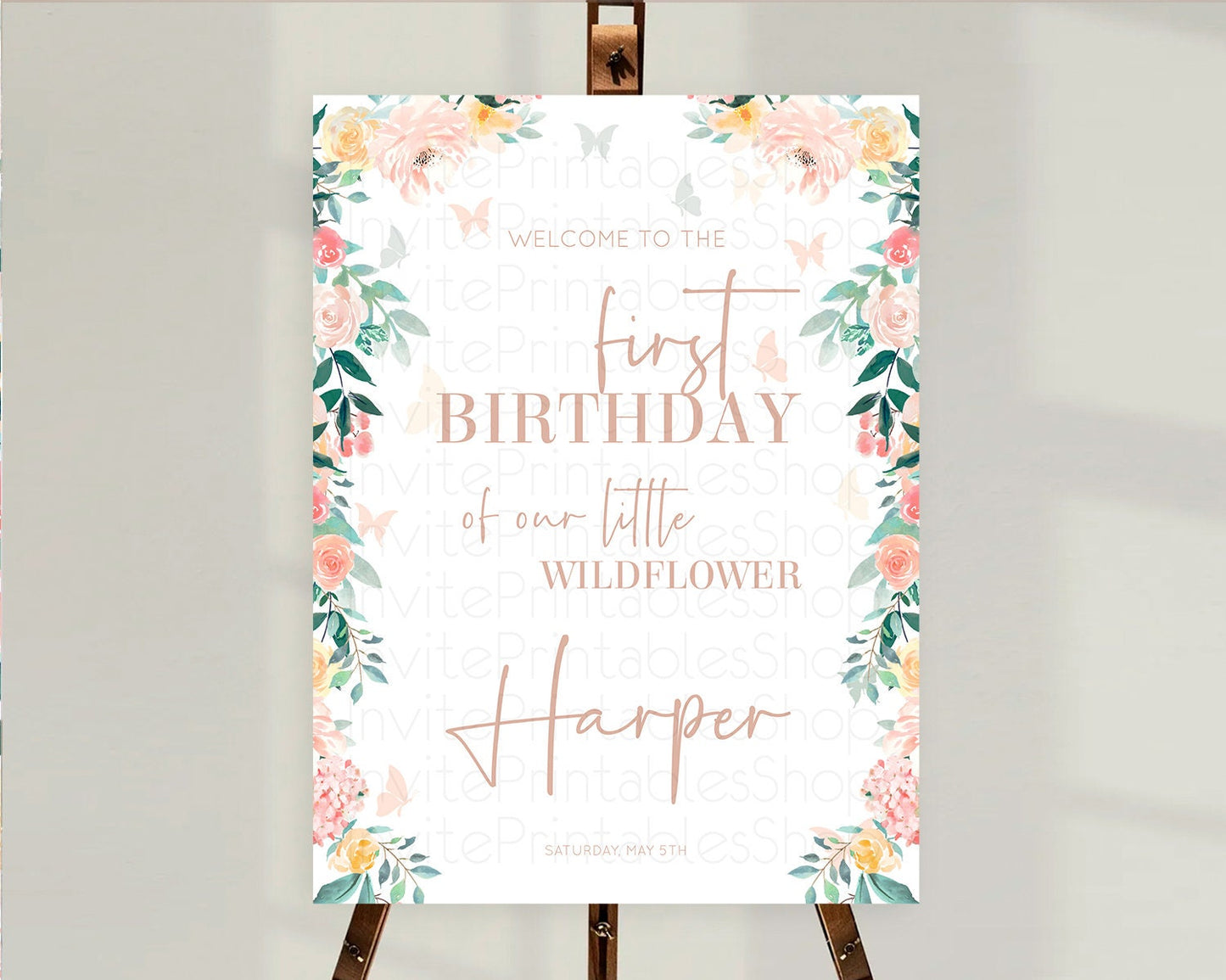 Secret Garden Welcome Sign Wildflower Welcome Board Pastel Flower Garden Welcome Poster Boho Wildflower First Birthday Welcome Sign D10706