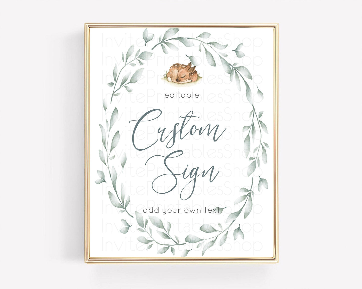 Fawn Deer Sign Pastel Floral Deer Table Sign Decor Enchanted Forest Butterfly Party 1st Birthday Baptism Baby Shower Bridal Shower D10935