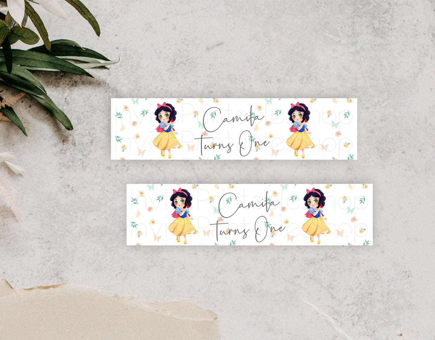 Princess Water Label Template Secret Garden Enchanted Castle Pastel Floral Royal Party Decor For 1st Birthday Baptism Baby Shower D10356